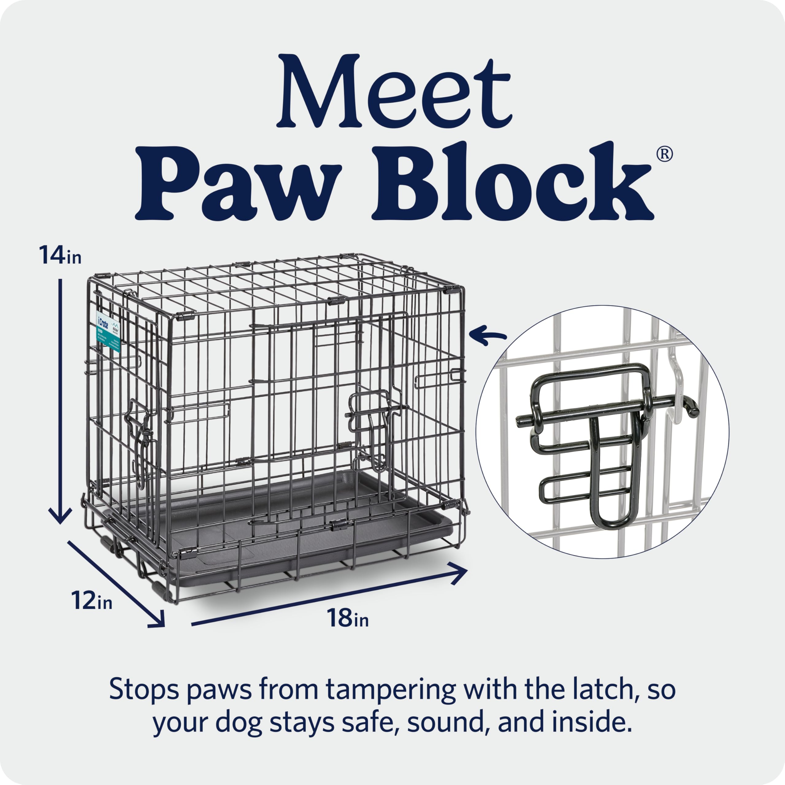 MidWest Homes for Pets 18-Inch iCrate for Tiny Breeds, Up to 10 lbs, Double Door Folding Dog Crate with Divider Panel, Leak-Proof Tray & Secure Latches, Portable, Durable & Easy to Assemble