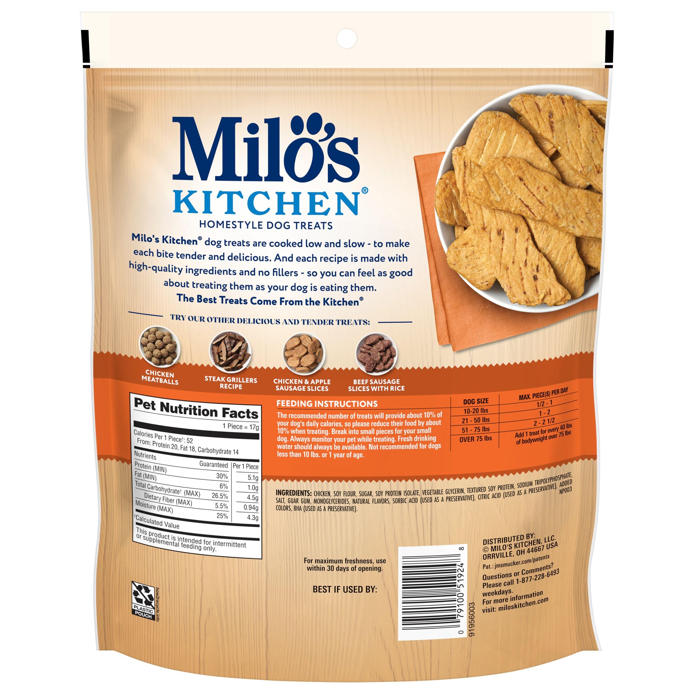 Milo's Kitchen Chicken Jerky Strips Dog Treats, 15 Ounce
