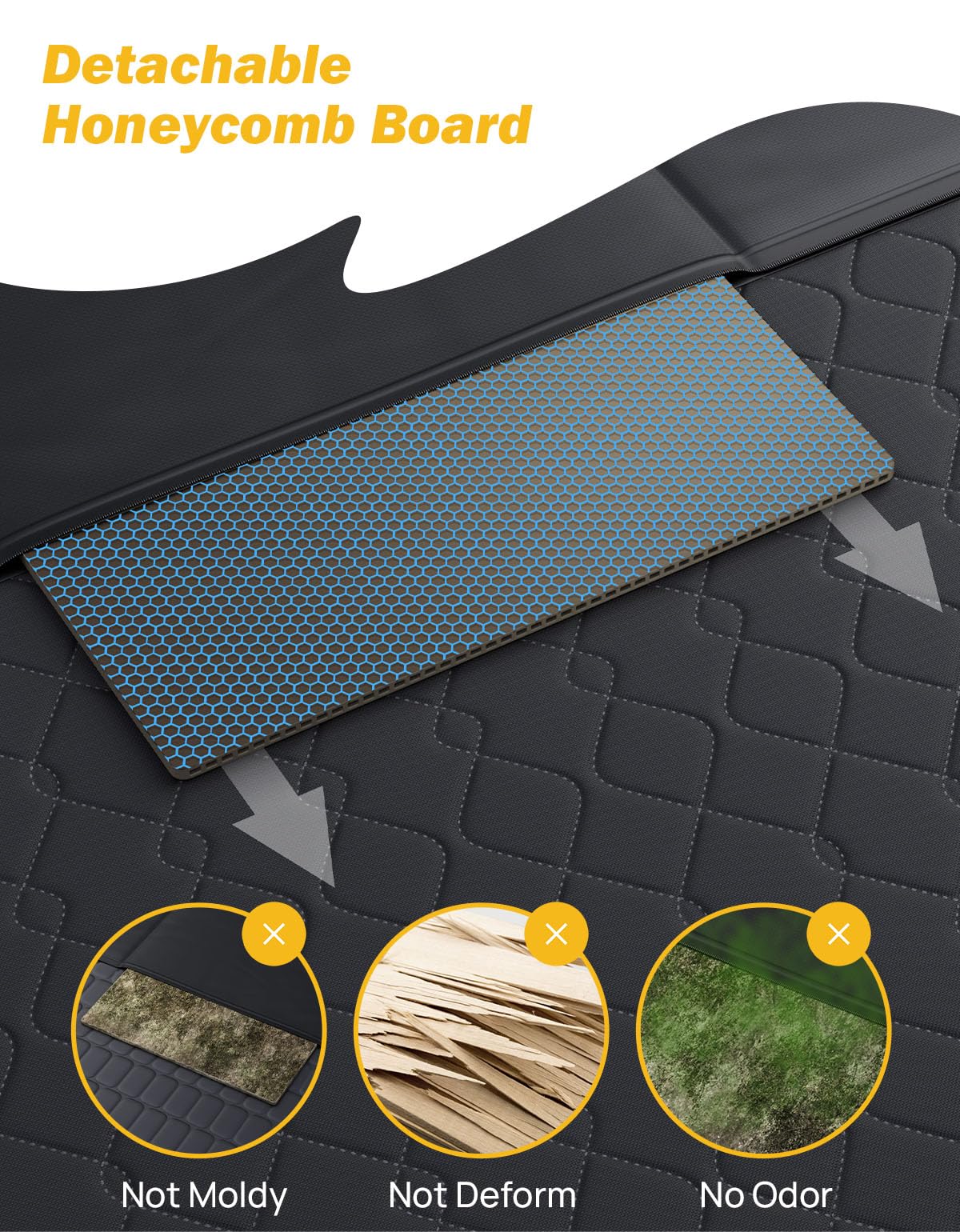 JOYTUTUS Back Seat Extender for Dogs with Dog Cooling Mat, Car Seat Cover with Hard Bottom, Back Seat Pet Cover for Summer or Hot Days Sleeping, Waterproof Dogs Hammock for Car Truck SUV