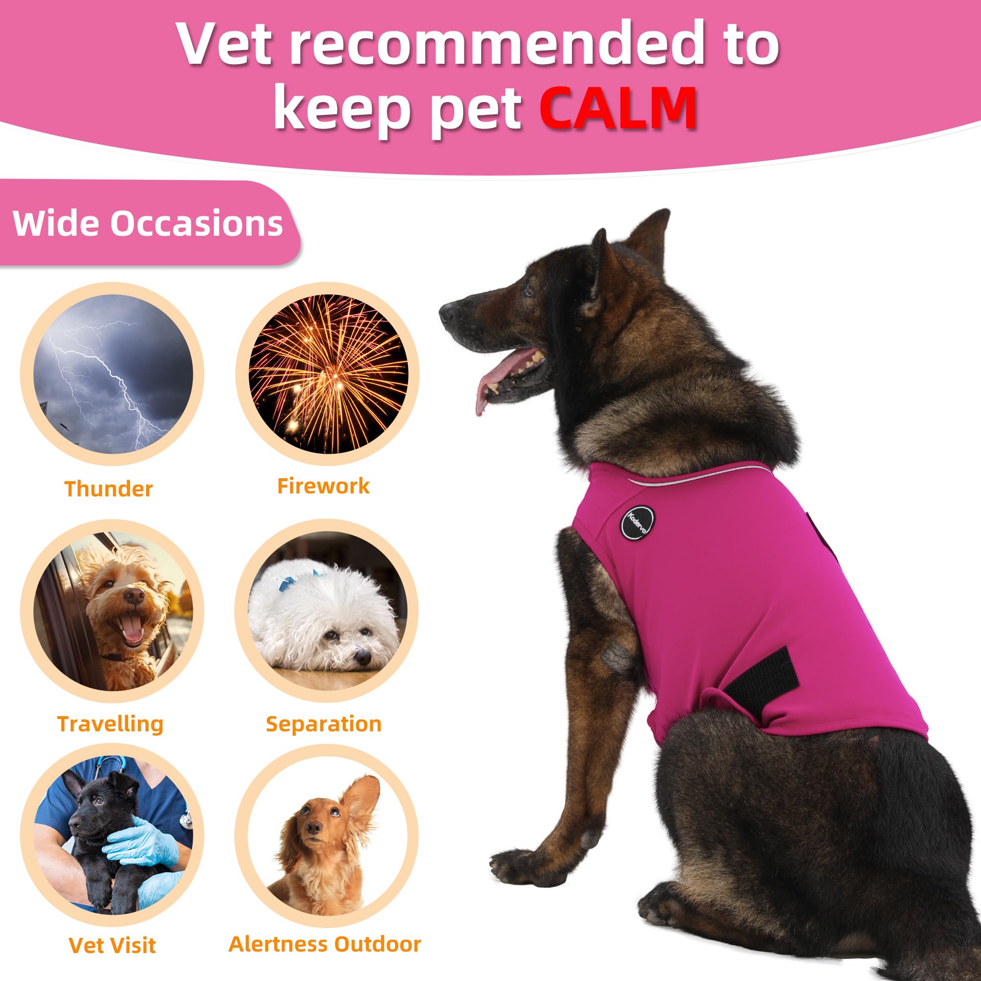 Kodervo Dog Anxiety Jacket, Skin-Friendly Dog Calming Shirt - Dog Coat for Thunder, Fireworks, Vet Visits and Separation - Keep Pet Calm Without Medicine & Training, Dark Green, Medium