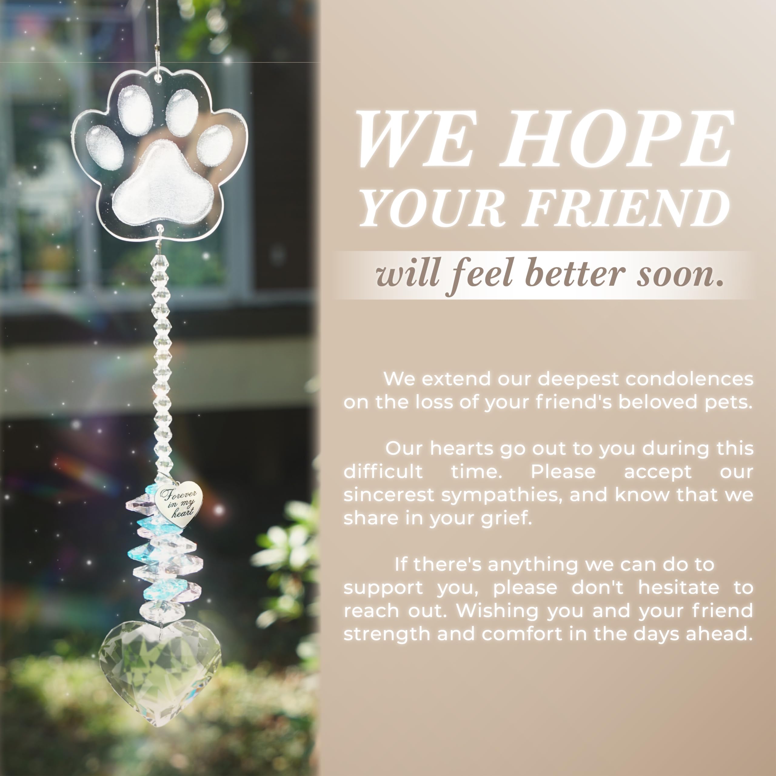 Dog Memorial Gifts for Loss of Dog Pet Sympathy Gift Suncatcher, Dog Memorial Gifts, Loss of Pet Memorial Keepsake - Dog Bereavement Gift - Clear