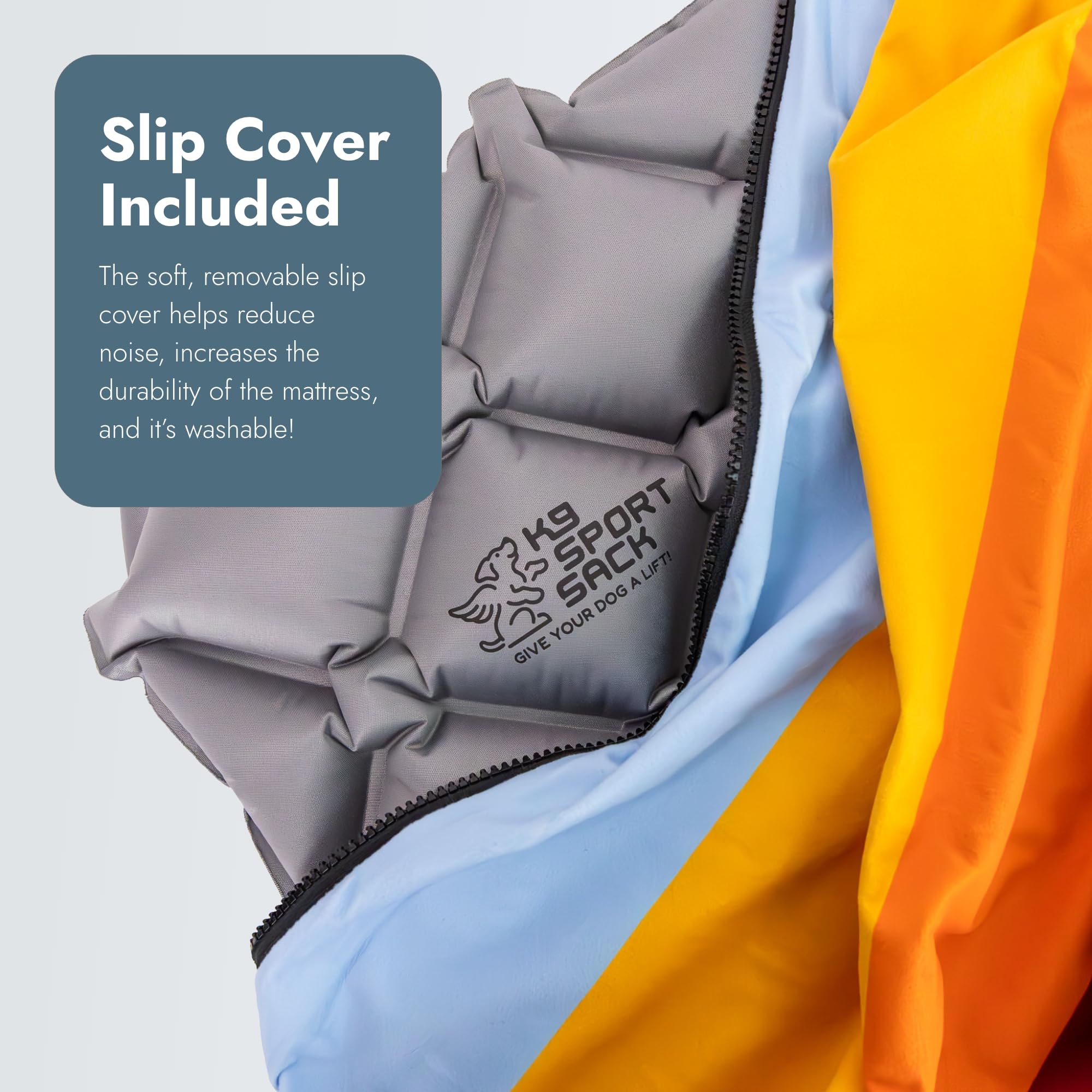K9 Sport Sack Sleeper with Multicolor Slip Cover - Small/Medium (3” x 18” x 18”) - Inflatable Dog Bed with Carrying Case - Lightweight, Durable Design Ideal for Travel