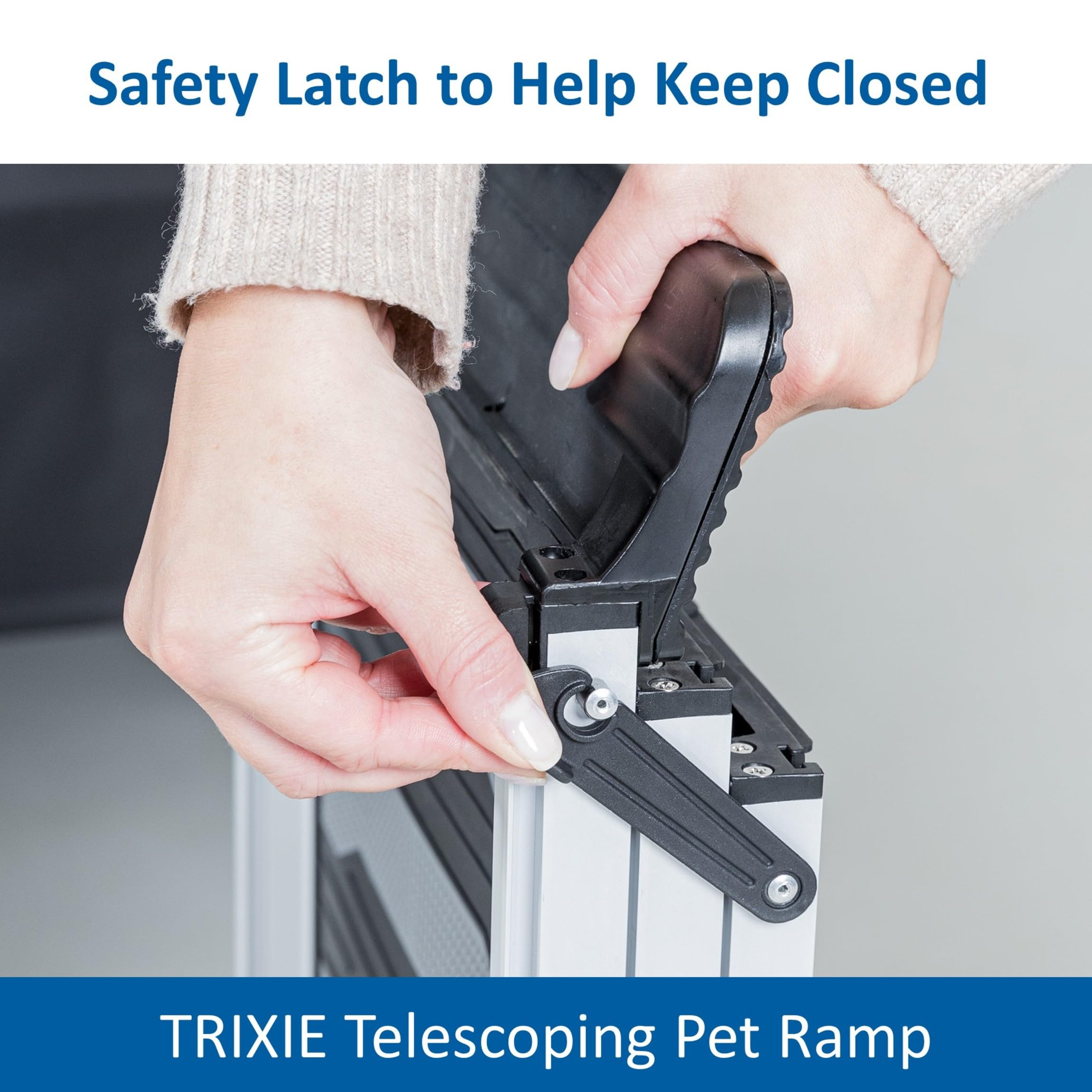 Trixie Telescoping Dog Ramp Made of Lightweight Aluminium - Pet Ramp for Large Cars and SUVs - Easily Adjustable - in Silver/Black