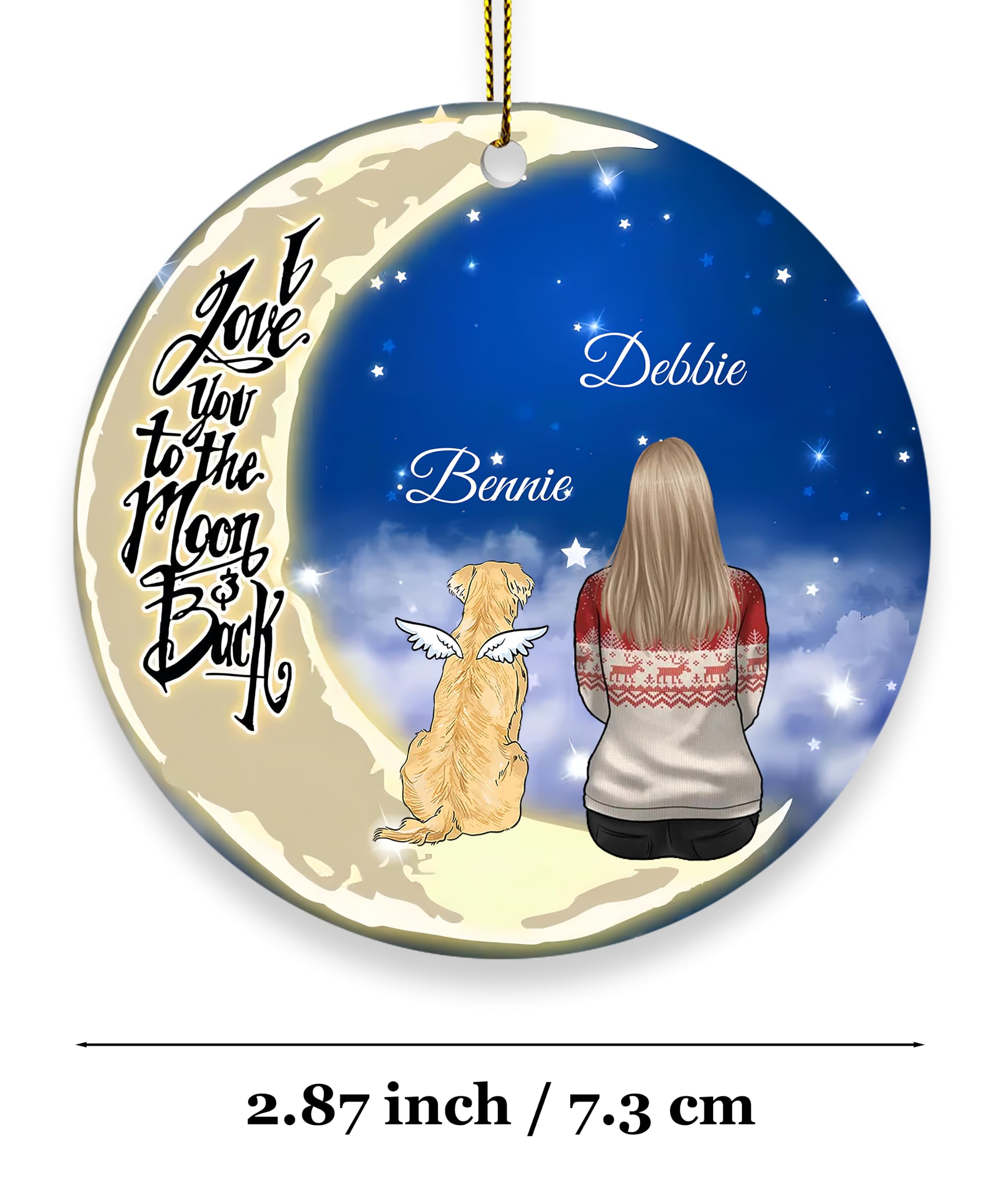 Personalized Dog Memorial Gifts for Loss of Dog, Custom Pet Memorial Ornament for Dogs, Loss of Dog Sympathy Gift, Dog Passing Away Gifts, Ceramic Ornament for Christmas Tree (Women)
