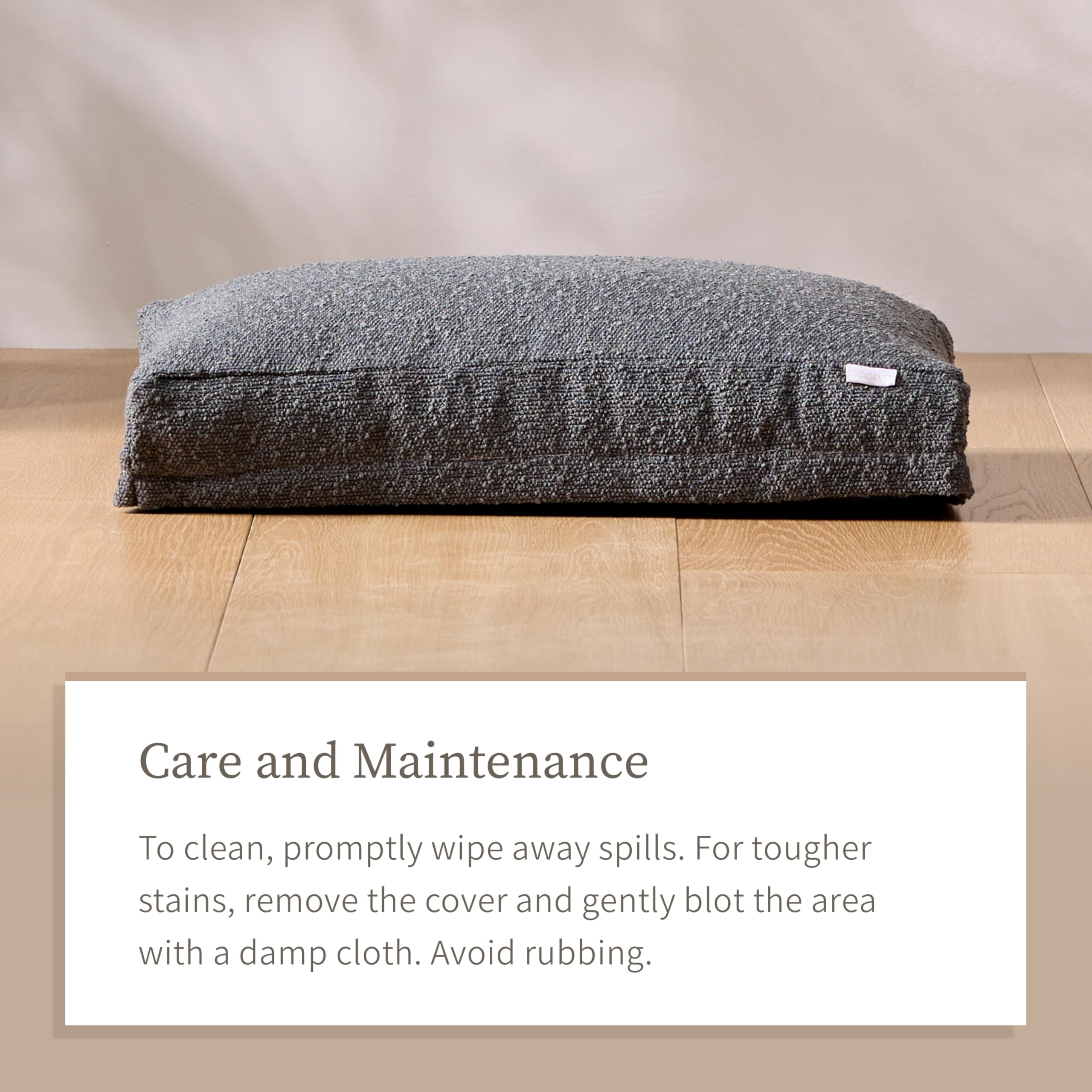 Saatva Dog Bed - Large Pet Bed for Dogs up to 120 lbs - Plush Pillow Top, Removable Cover and Non-Slip Base - Textured Grey - 44”