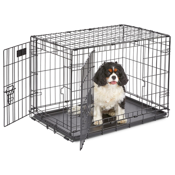 MidWest Homes for Pets 30-Inch iCrate for Medium Breeds, 21-40 lbs, Single Door Folding Dog Crate with Divider Panel, Leak-Proof Tray & Secure Latch, Portable, Durable & Easy to Assemble