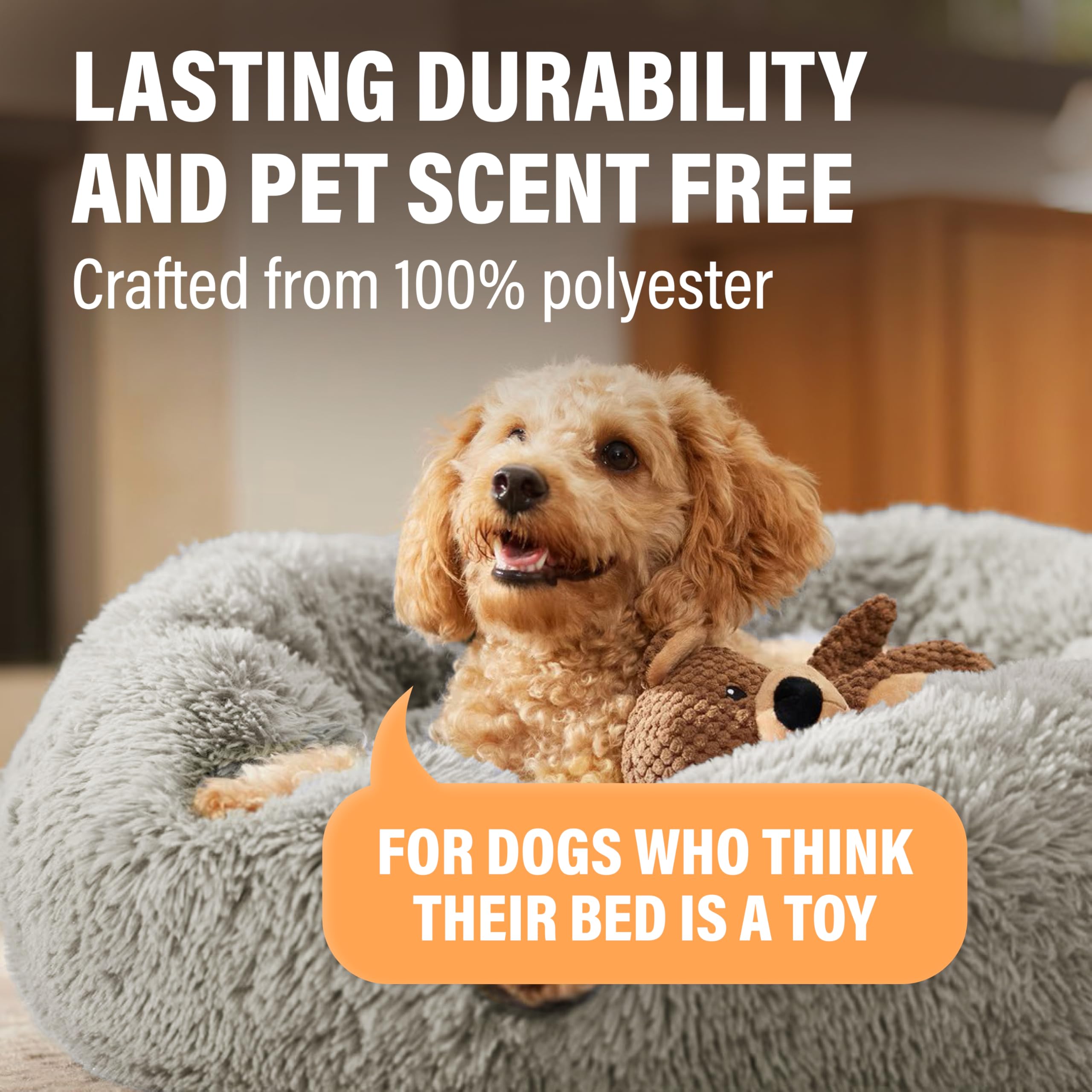 Active Pets Large Dog Bed, Calming Orthopedic Pet Bedding for Anxiety Relief, Joint Support & Comfort, Washable Dog Furniture, M 45lbs, Light Grey