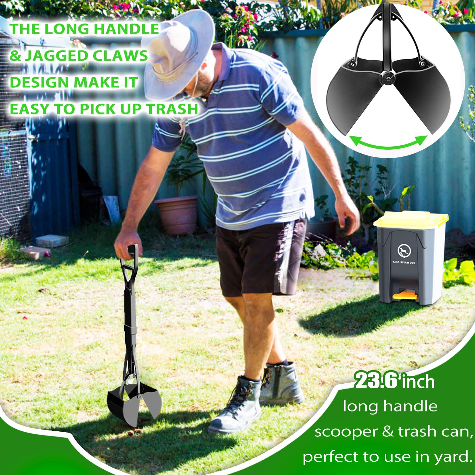 Outdoor Dog Poop Trash Can & Plastic Pooper Scooper Set for Yard - 20L/5.2 Gallen Dog Waste Disposal Station with Inner Bucket