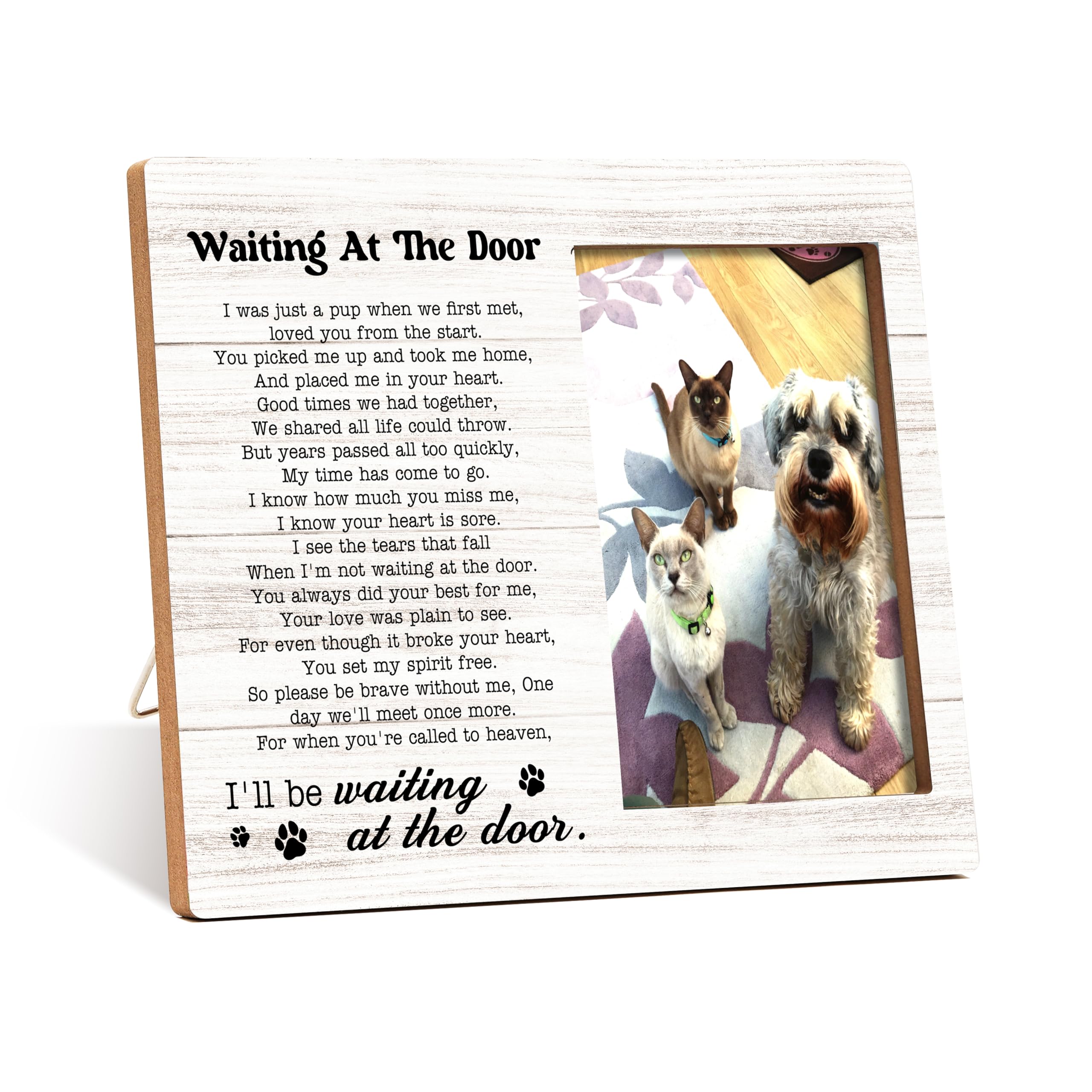 Qiwog Pet Memorial Photo Frame - Waiting At The Door Dog Wooden Tabletop Picture Frame - Sympathy Memorial Gifts For Loss Of Dog Cat Owner - In Loving Memory Frame Favors -72