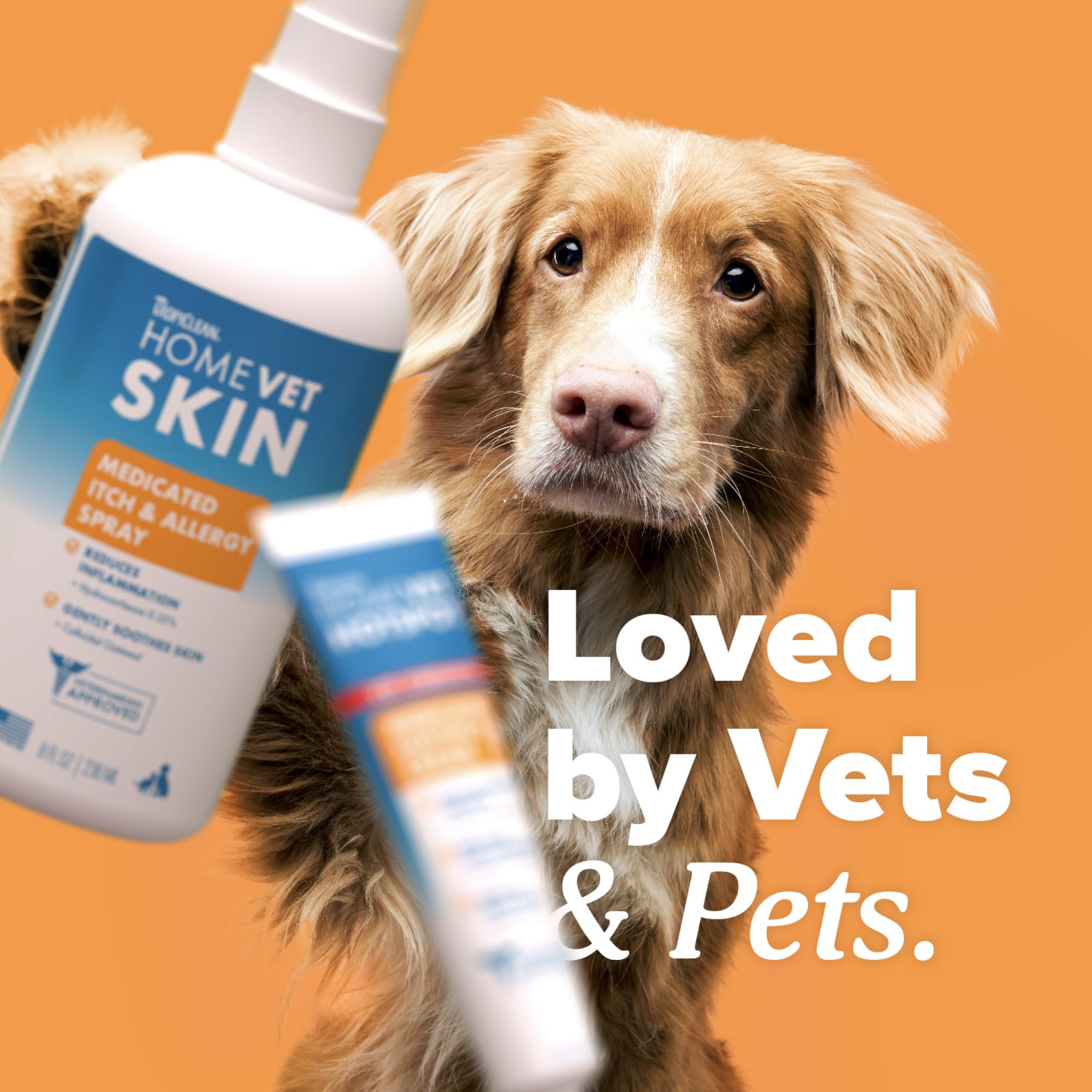 TropiClean HomeVet Allergy & Itch Spray, Dog Allergy Relief & Hot Spot Treatment for Dogs & Cats, Vet Recommended Itching Skin Relief, USA Made, 8 oz