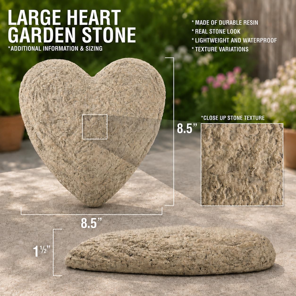 GiftsForYouNow Engraved Personalized Pet Memorial Garden Stone, 8.5" W, Heart-Shaped, Durable, Waterproof, Indoor/Outdoor