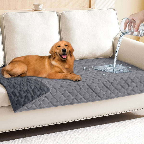 Smiry Waterproof Couch Covers for Dogs Washable, Reversible Pet Couch Covers for 3 Cushion Sofa Pet Friendly, Soft Sofa Furniture Protector for Dogs Cat Kids, Checkered (30"x70", Grey/Dark Grey)