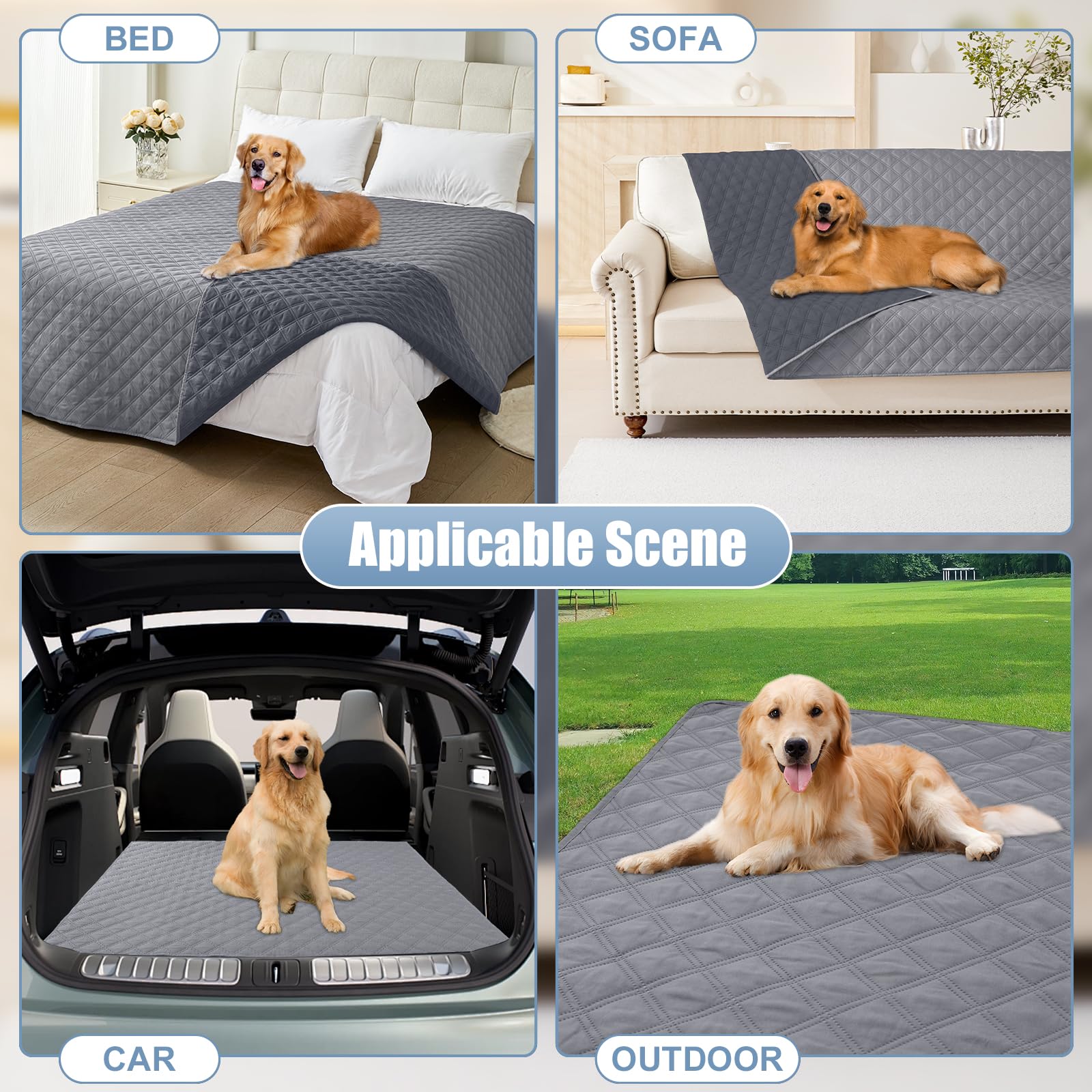 Smiry Waterproof Couch Covers for Dogs Washable, Reversible Pet Couch Covers for 3 Cushion Sofa Pet Friendly, Soft Sofa Furniture Protector for Dogs Cat Kids, Checkered (30"x70", Grey/Dark Grey)