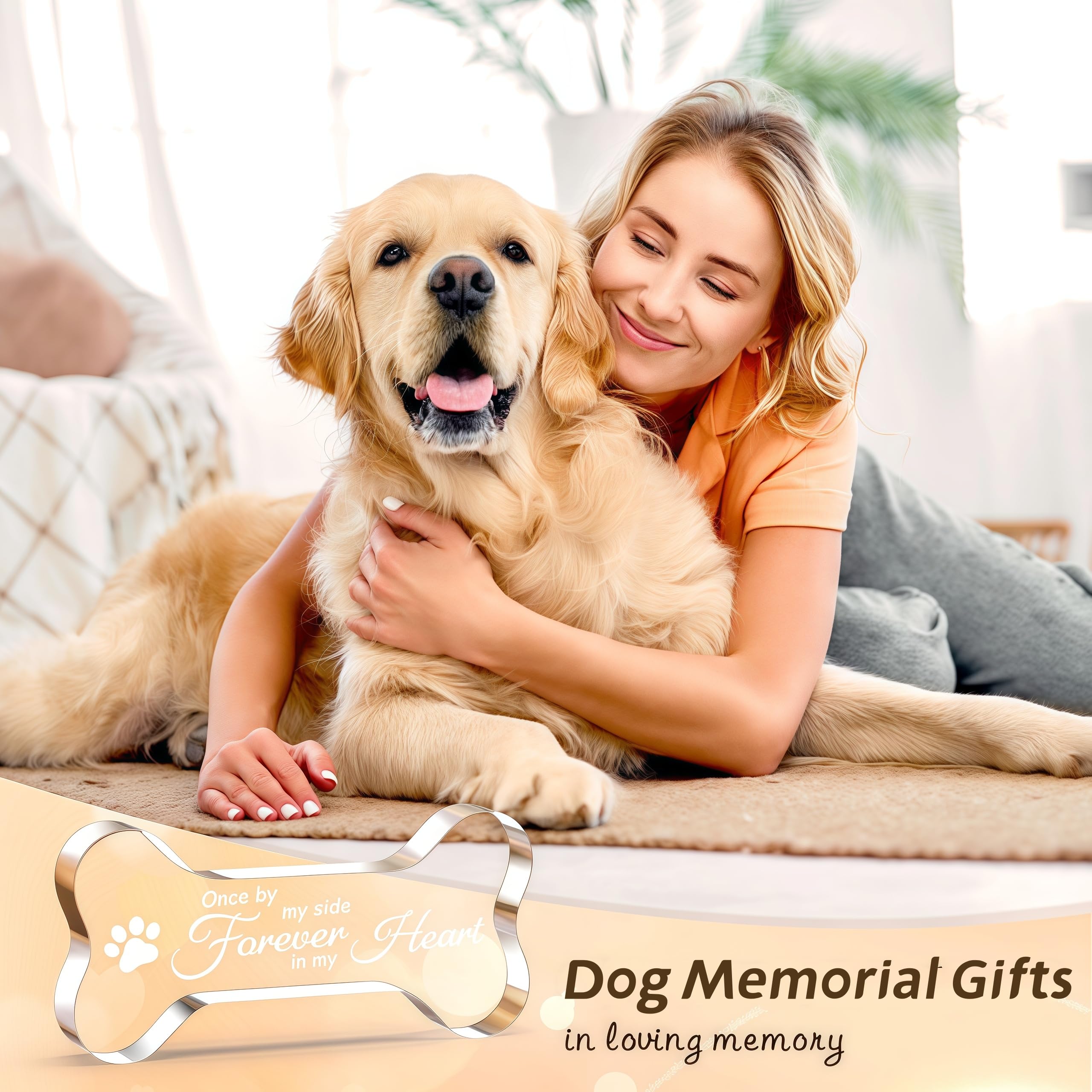 Cynlsum Pet Memorial Ornament Remembrance Gifts Loss of Dog Cat Sympathy Gift Crystal Bone Shape Decor Ornament for Dogs Puppy Keepsake