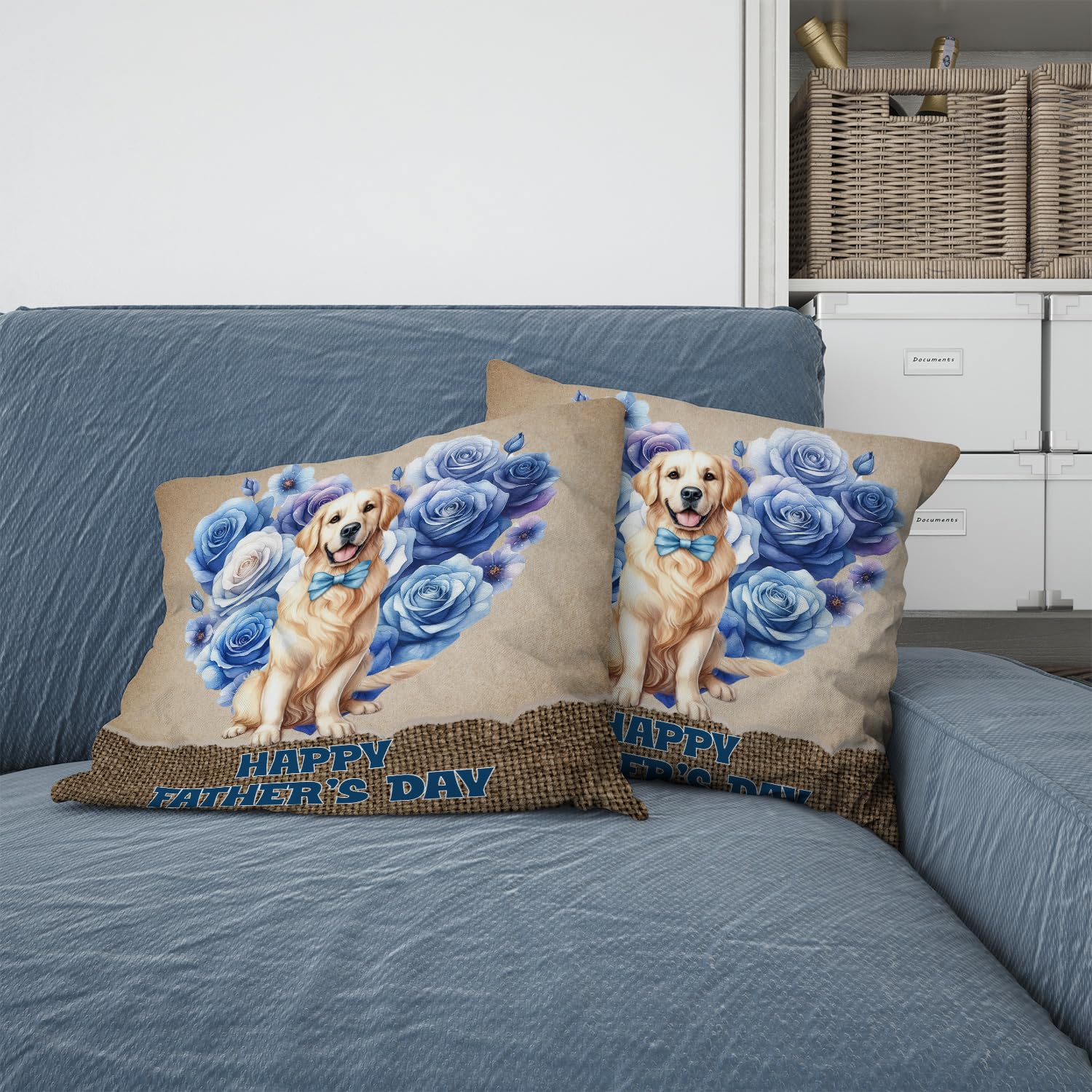 Ninety3POD Golden Retriever Proud Dad Happy Father's Day Pillow Cushion Double Sided Goldens Dog Lover Gifts Idea Throw Pillow - 02008