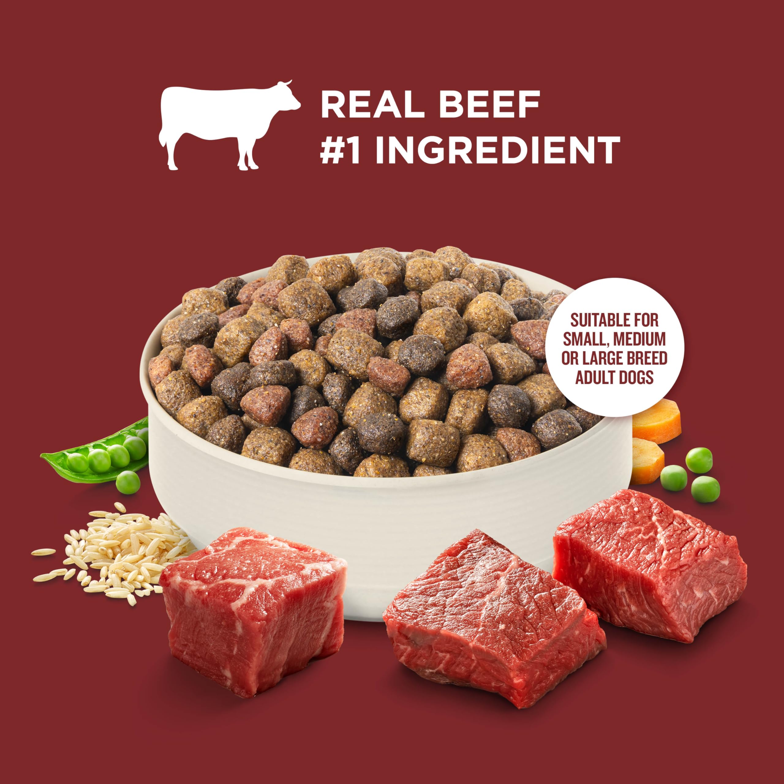 Nutrish Rachael Ray Adult Dry Dog Food Real Beef, Pea & Brown Rice Recipe, 40 lb. Bag (Packaging May Vary)