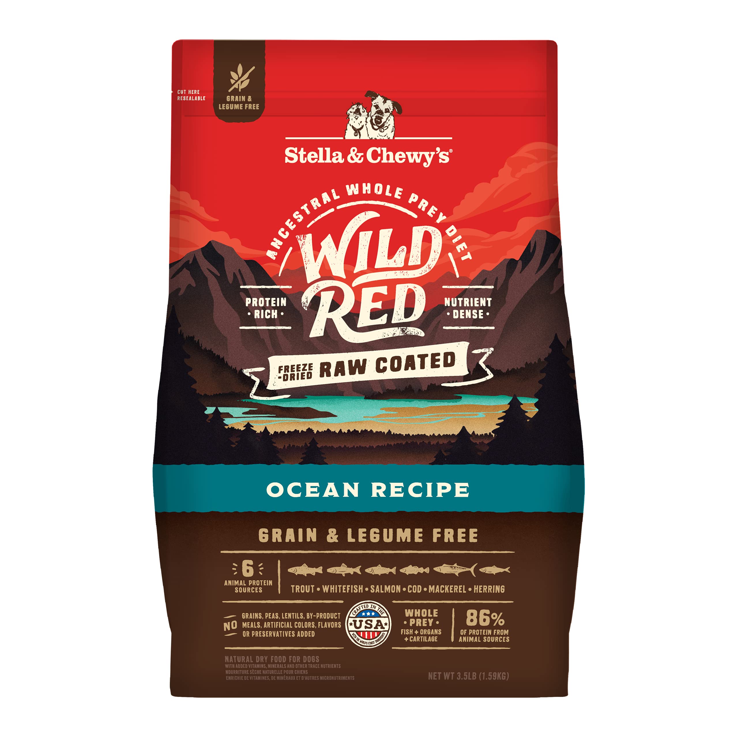 Stella & Chewy's Wild Red Dry Dog Food Raw Coated High Protein Grain & Legume Free Ocean Recipe, 3.5 lb. Bag