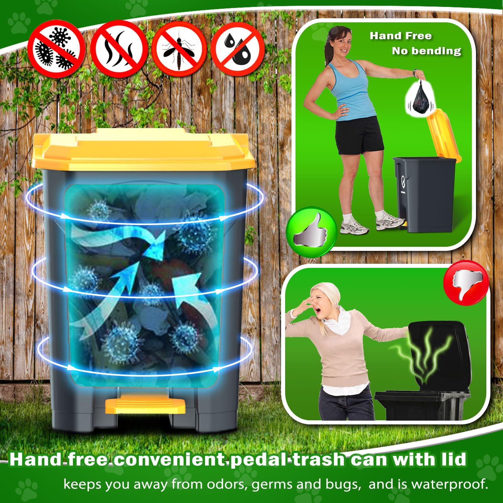 Outdoor Dog Poop Trash Can & Plastic Pooper Scooper Set for Yard - 20L/5.2 Gallen Dog Waste Disposal Station with Inner Bucket