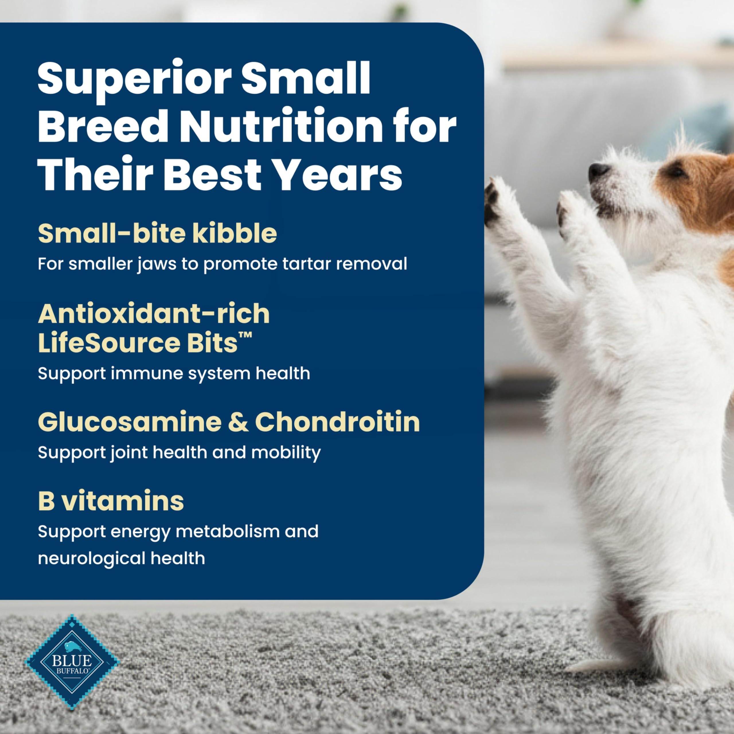 Blue Buffalo Life Protection Formula Chicken & Brown Rice Small Breed Senior Dry Dog Food Supports Immunity With Antioxidant-Rich LifeSource Bits, Promotes Healthy Muscles, Skin & Coat Health, 15 lbs.