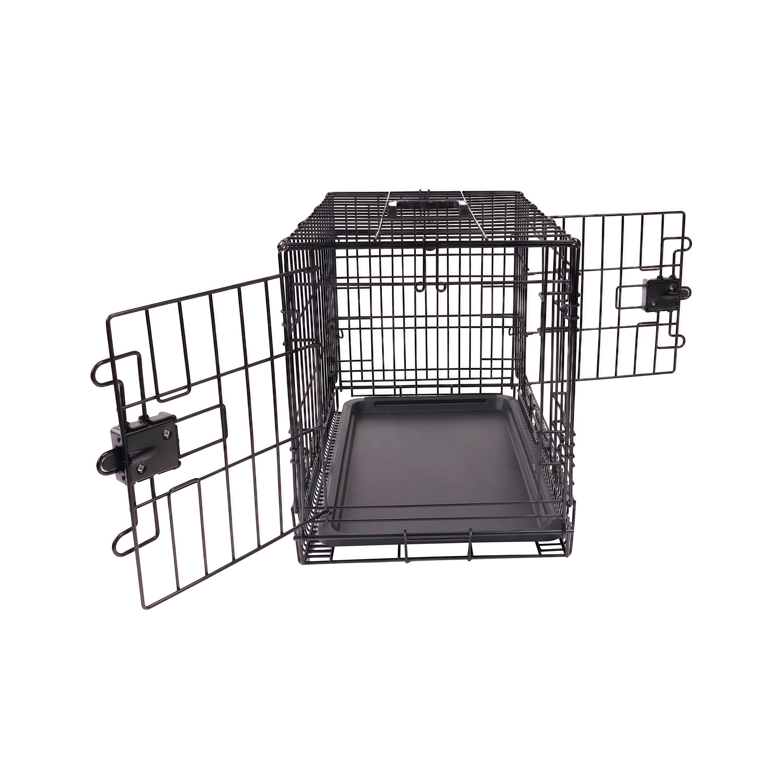 Amazon Basics Portable, Foldable Metal Wire Dog Crate with Removable Tray, Double Door, Divider Panel, Easy to Assemble, 30 x 19 x 21 in, Black