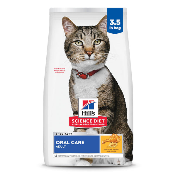 Hill's Science Diet Adult Oral Care Dry Cat Food, Chicken, 3.5 lb. Bag