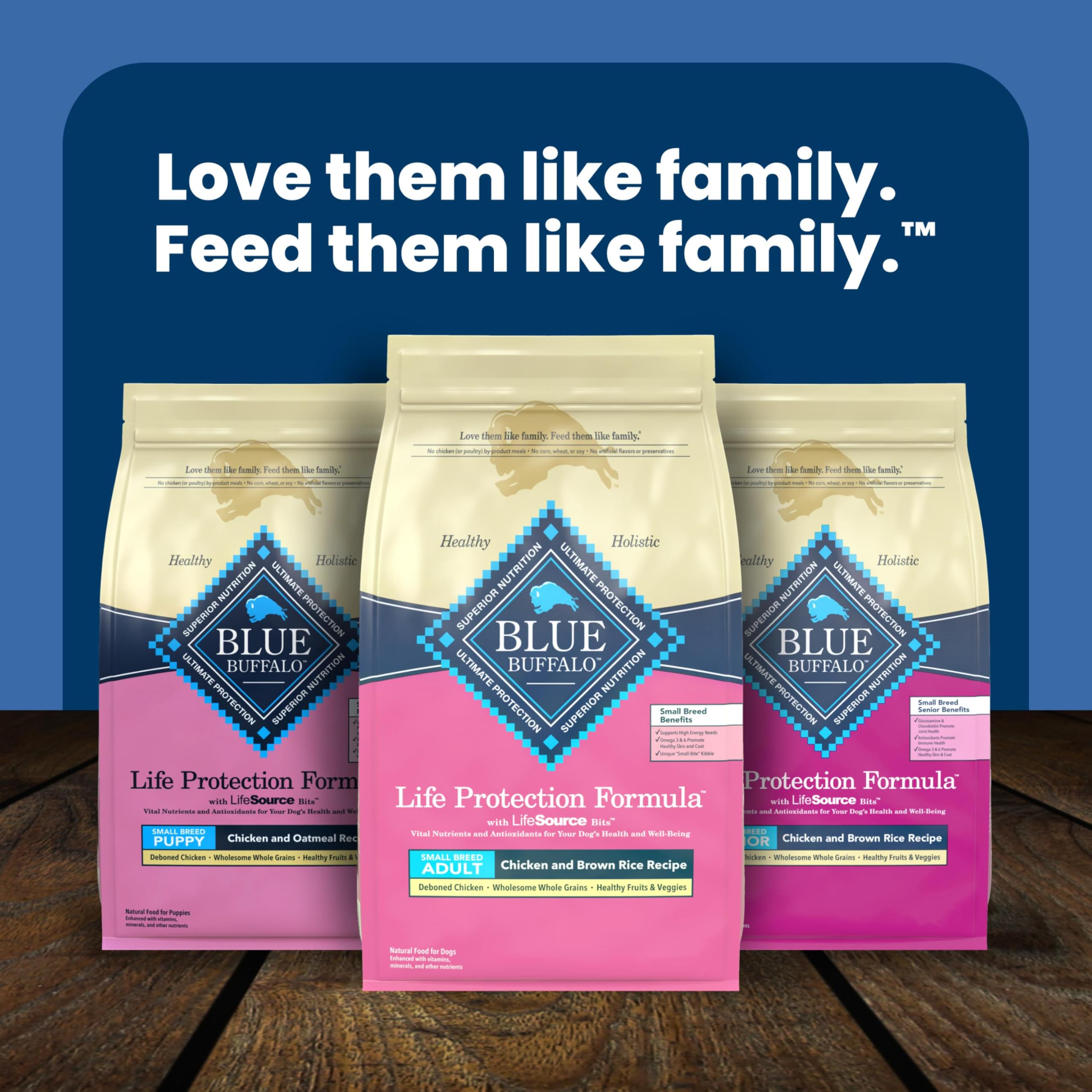 Blue Buffalo Life Protection Formula Chicken & Brown Rice Small Breed Adult Dry Dog Food, Supports Immunity with Antioxidant-Rich LifeSource Bits, Promotes Healthy Muscles, Skin & Coat Health, 15 lbs.