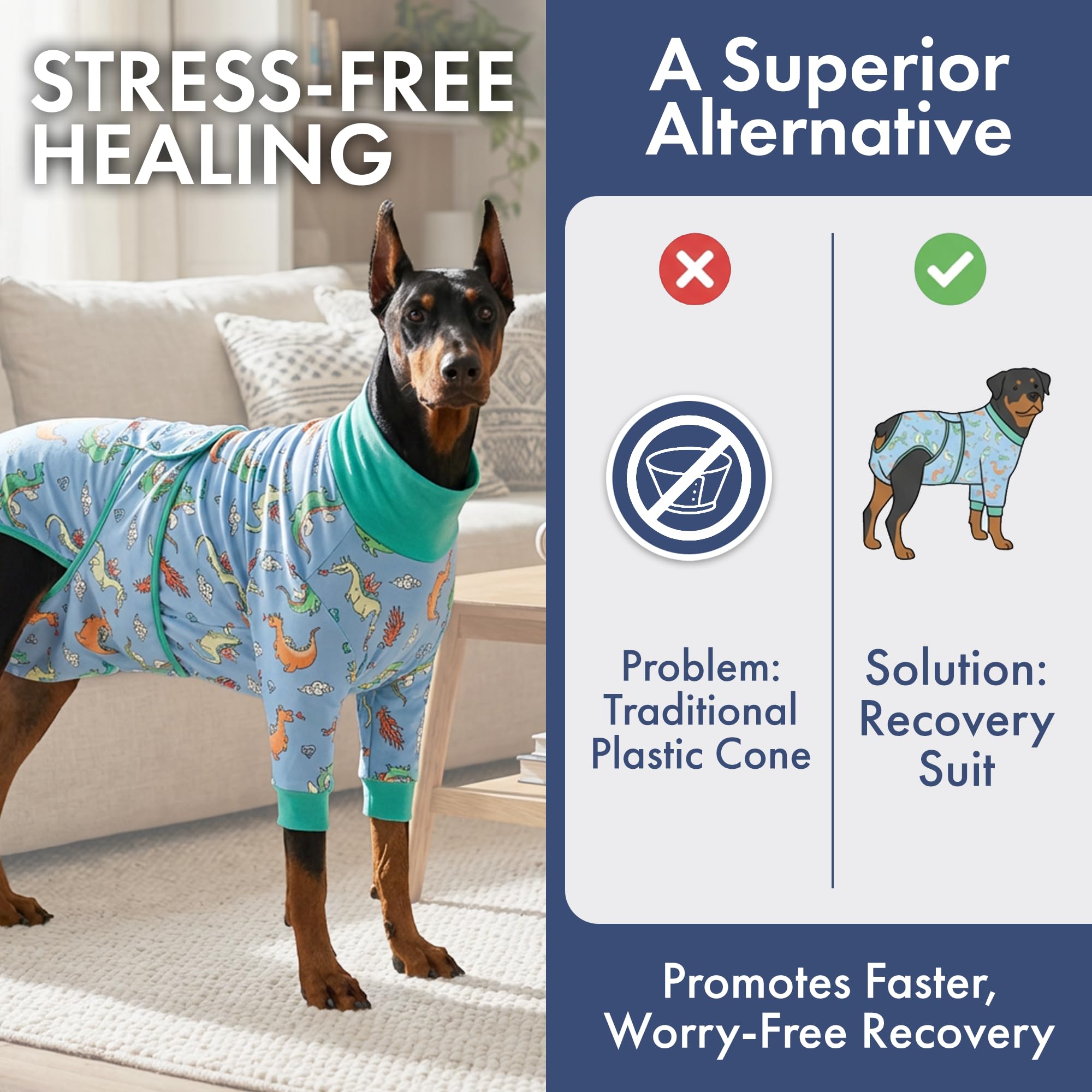 Spark Paws Dog Surgery Recovery Suit – Dog Recovery Suit After Surgery, Anti-Lick Dog Onesie, Abdominal Wound Protector, Soft Cone Alternative for Spay Neuter Male Female Pet Recovery - Dragons - 5XL