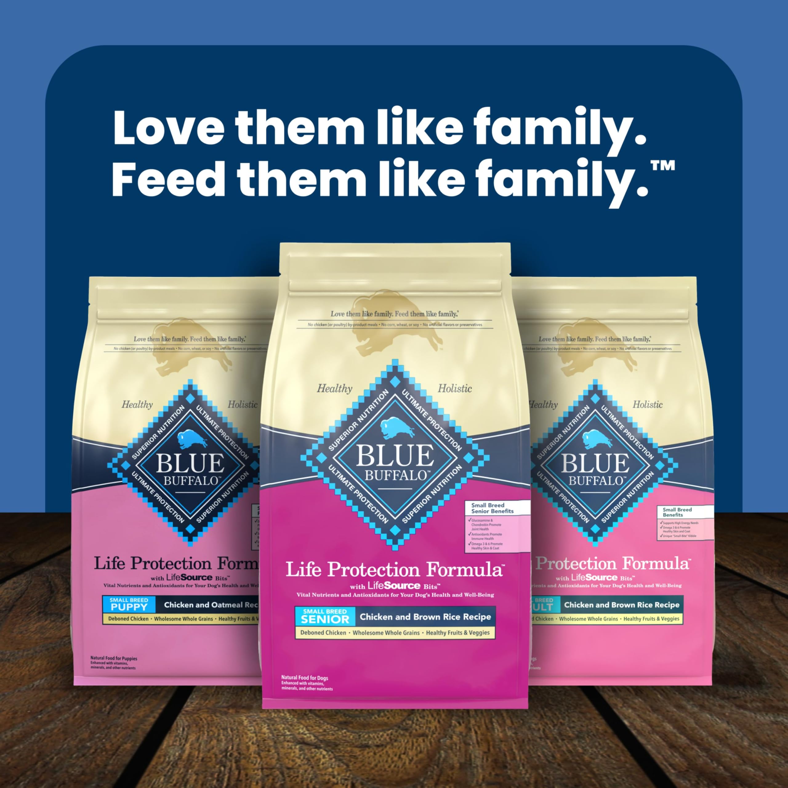 Blue Buffalo Life Protection Formula Chicken & Brown Rice Small Breed Senior Dry Dog Food Supports Immunity With Antioxidant-Rich LifeSource Bits, Promotes Healthy Muscles, Skin & Coat Health, 15 lbs.
