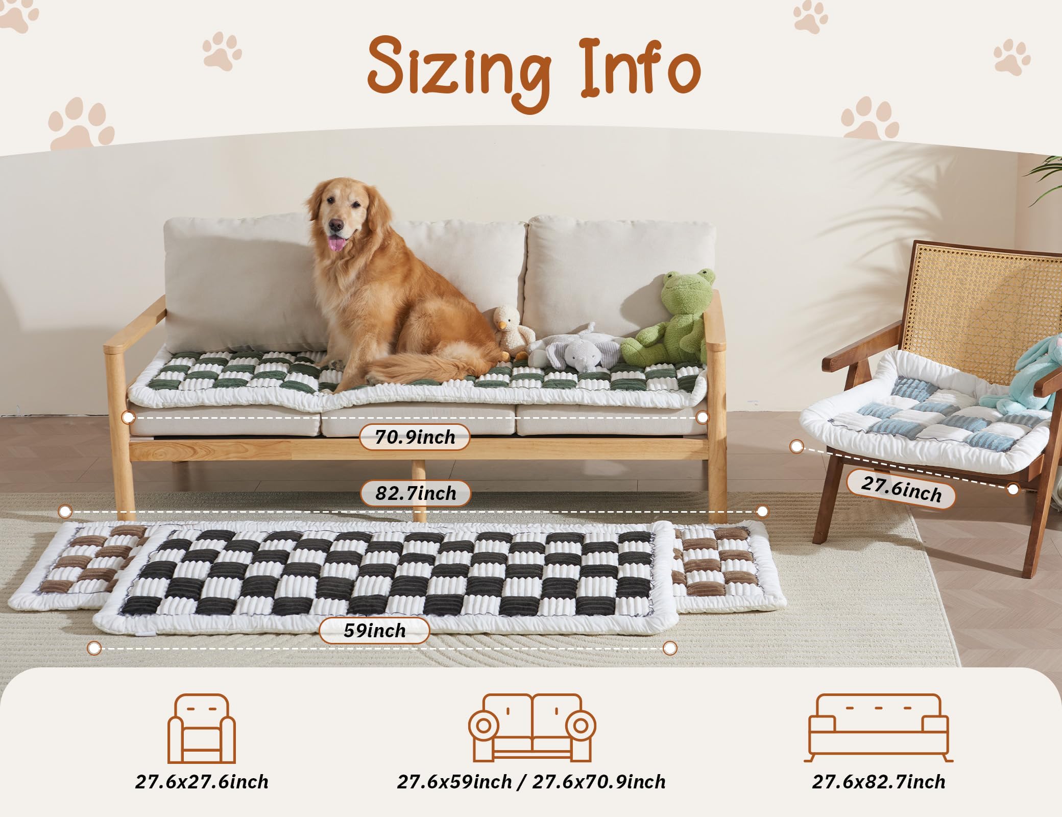 Couch Cushion Cover for dogs Sofa Cover Washable Pet Love Seat Couch Covers for Sofa Slipcovers Couch Protector Blanket for Dogs Sofa Cushion Covers for Pets Washable Pad Black 70x70cm/27.6x27.6in