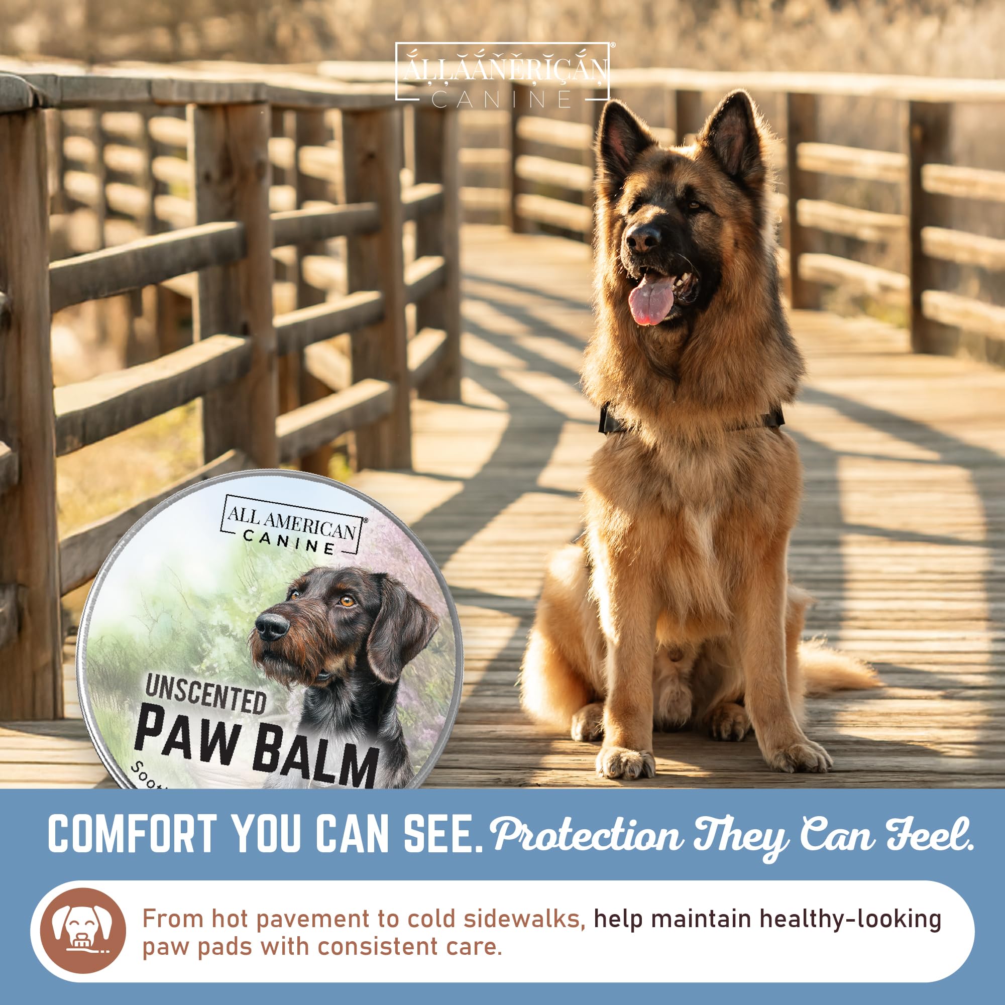 ALL AMERICAN CANINE Soothing Paw Balm with Natural Ingredients for Dog Paw Protection and Nourishment | Suitable for Active, Working, and Sporting Dogs, 3 oz