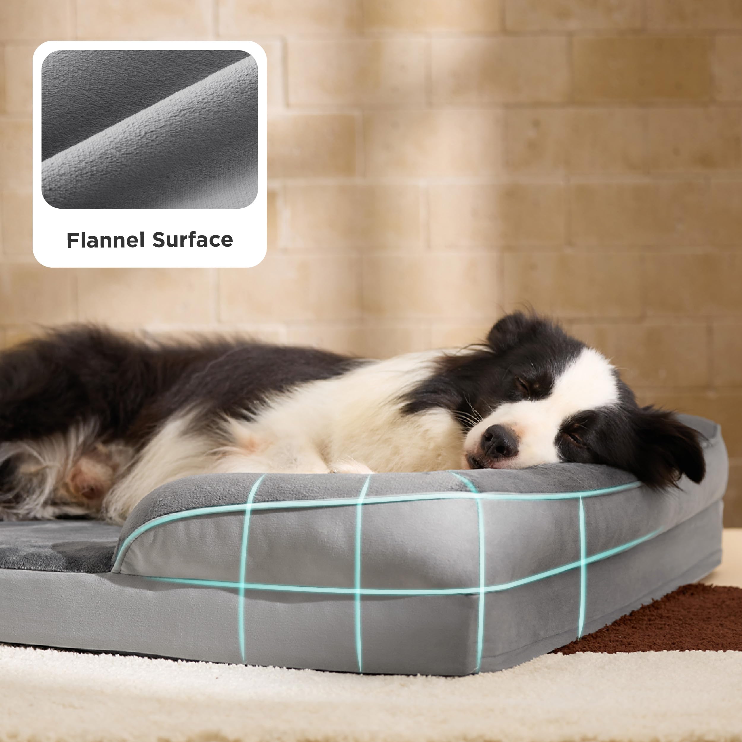 Bedsure Self Warming Orthopedic Dog Beds Large Sized Dog - Washable Large Dogs Bed Waterproof, Big Comfort Dogs Couch Sofa with Removable Cover, Pet Bed with Nonskid Bottom, Grey, Non-Electric