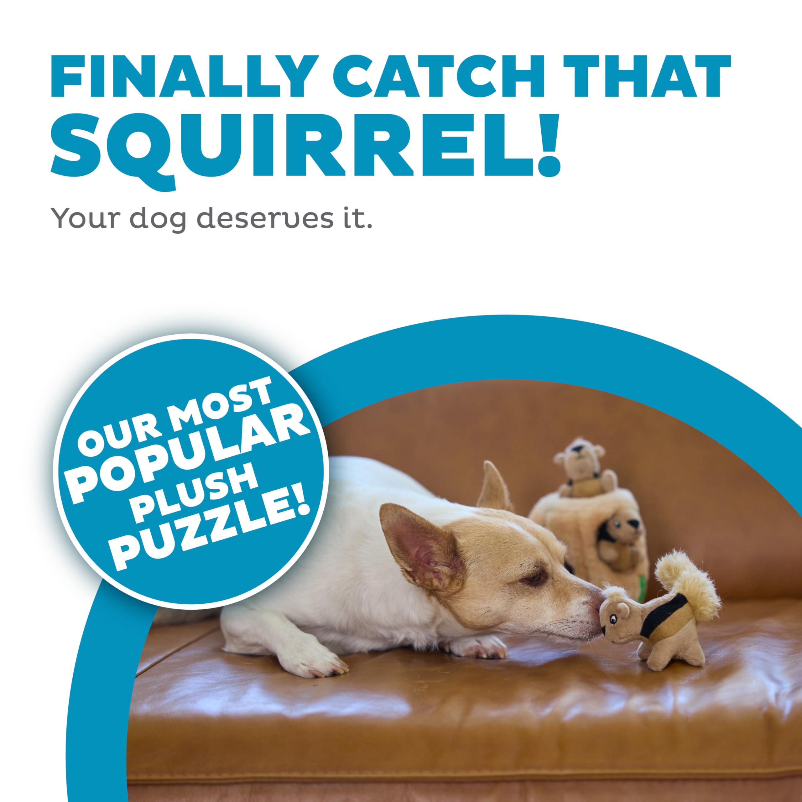 Outward Hound Hide-A-Squirrel Dog Toy – Interactive 2‑in‑1 Plush Puzzle with 3 Squeaky Removable Squirrels, Small
