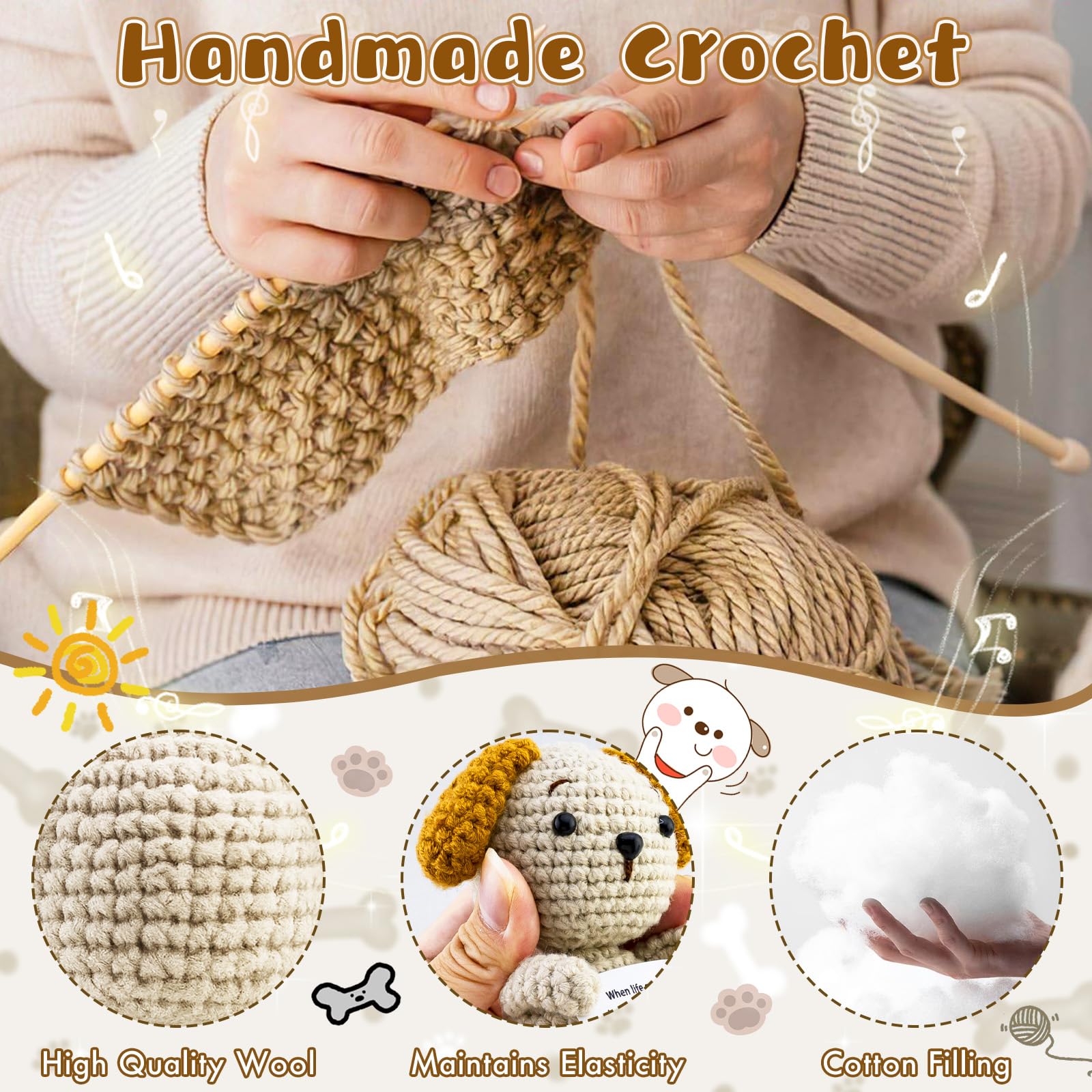 hixkvpen ﻿Dog Dad Gifts for Men from Daughter Son, Emotional Support Crochet Dog with Inspirational Card, Golden Retriever Stuffed Animal for Dog Lovers Women, Handmade