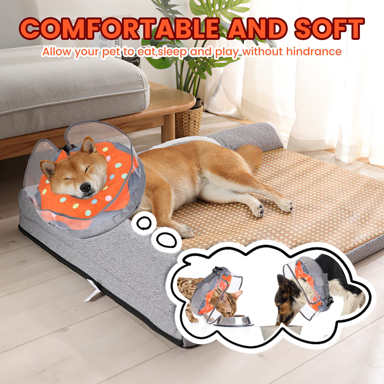 Crazy Felix Inflatable Donut Cone for Dogs - Soft Recovery Collar with Anti-Licking Baffle (Grey, XL)