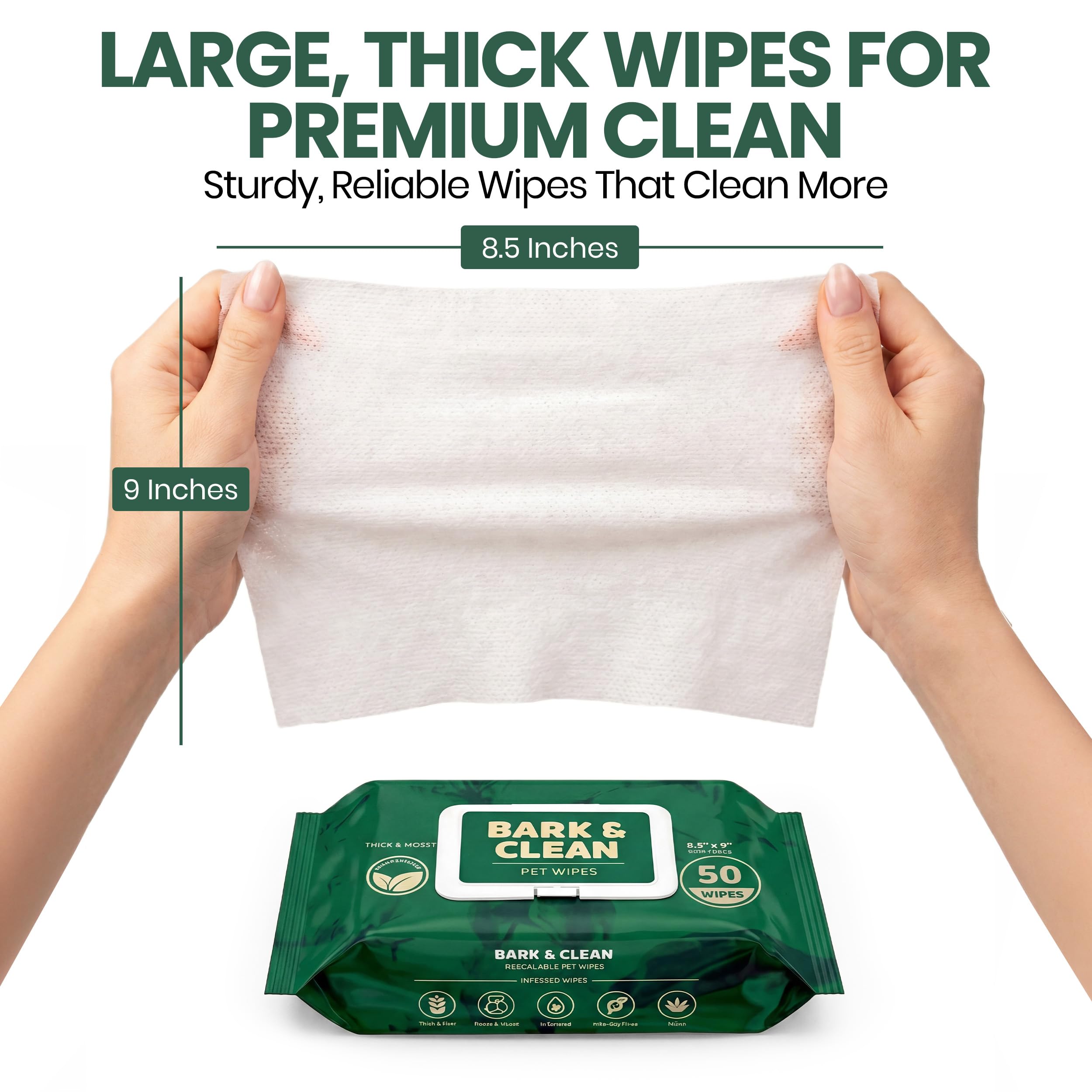 Bark & Clean 440 Dog Wipes for Cleaning and Deodorizing - 4 Pack of 110 8.5" x 9" Bamboo Pet Wipes - Compostable, Hypoallergenic Puppy Wipes - Dog Wipes for Paws, Butt, and Body