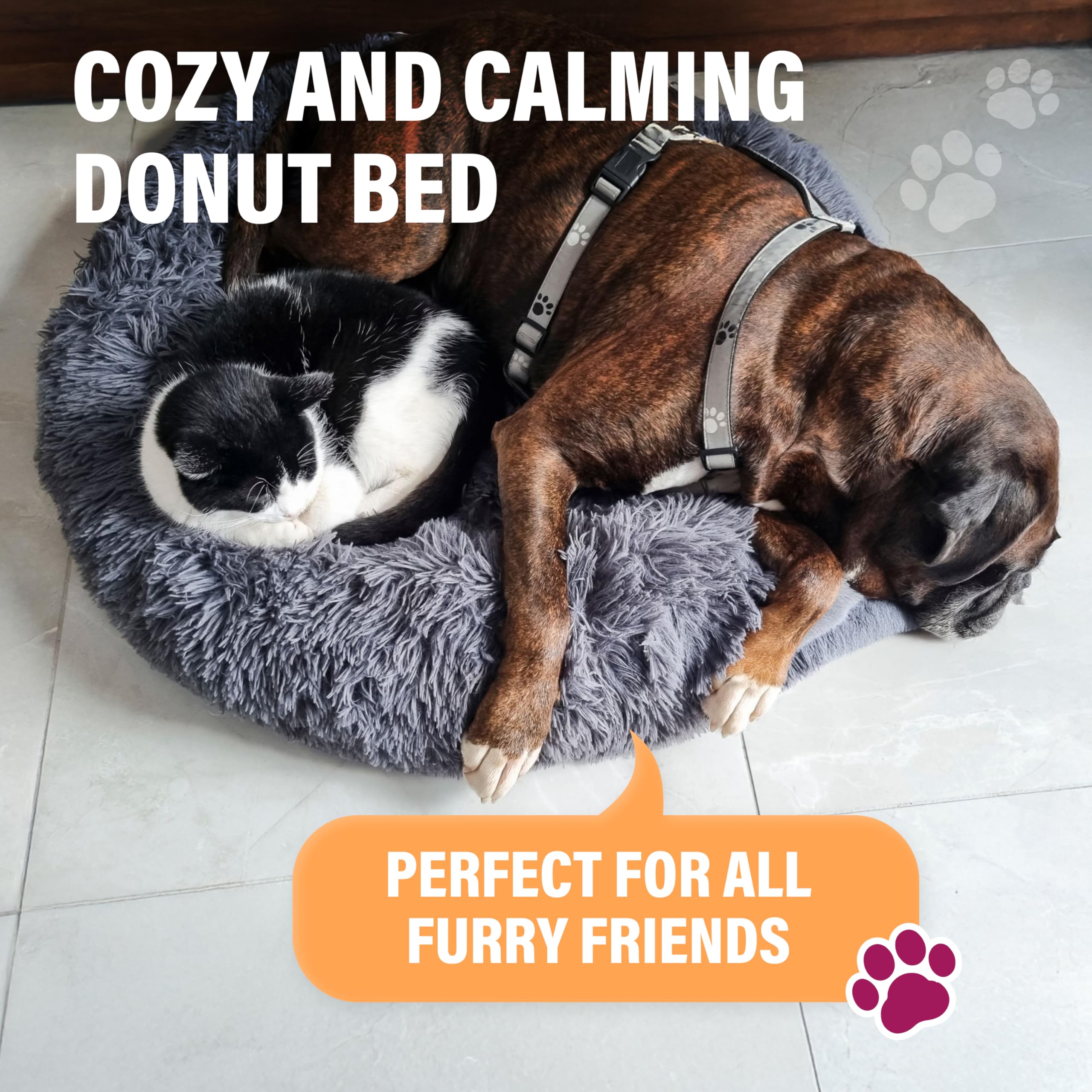 Active Pets Large Dog Bed, Calming Orthopedic Pet Bedding for Anxiety Relief, Joint Support & Comfort, Washable Dog Furniture, M 45lbs, Light Grey