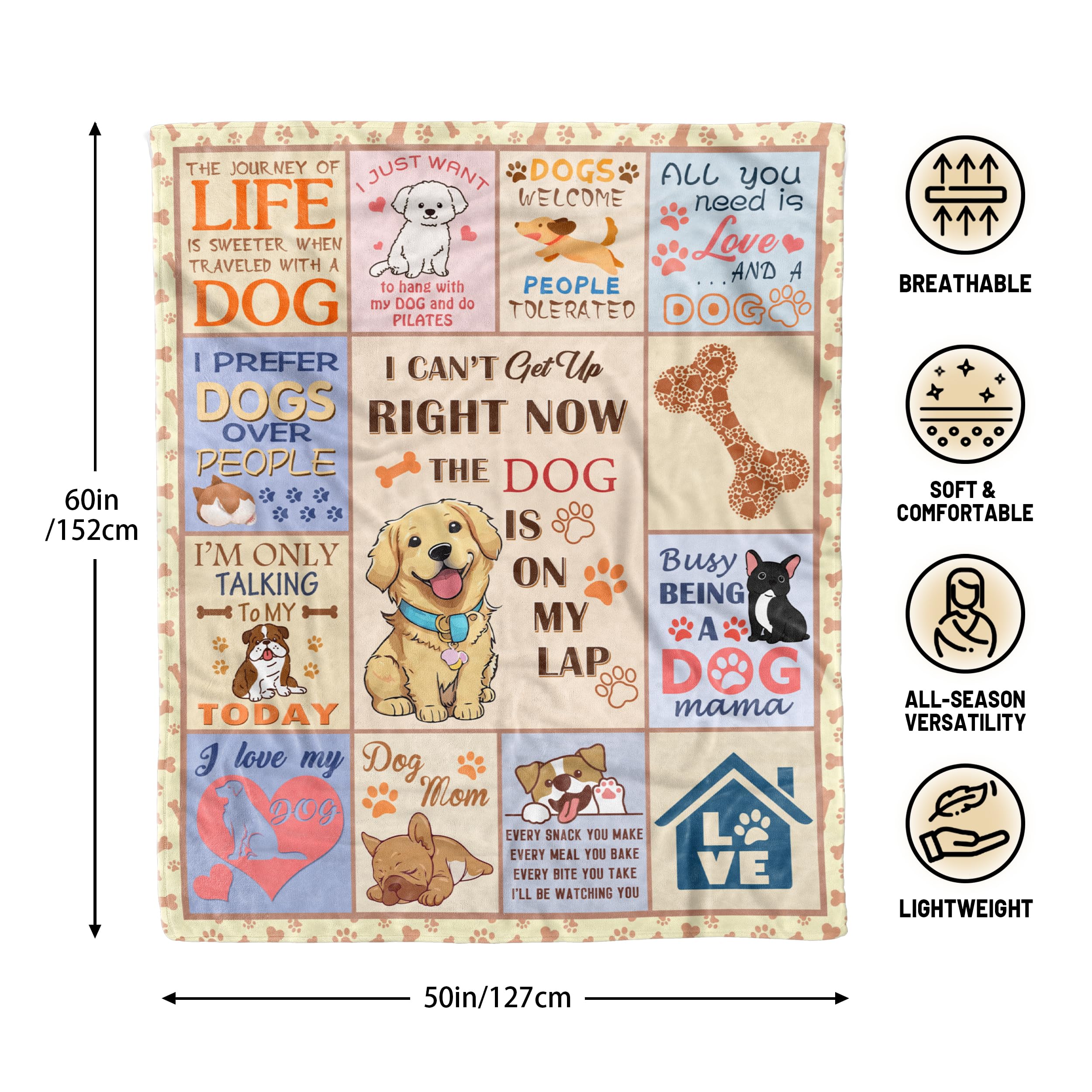 Qzxyni Dog Mom Gifts for Women, Dog Lovers Gifts for Women, Dog Mom Gifts Blankets 50" x 60", Gifts for Dog Lovers, Dog Owner, Animal Lovers Mother's Day, Dog Mom