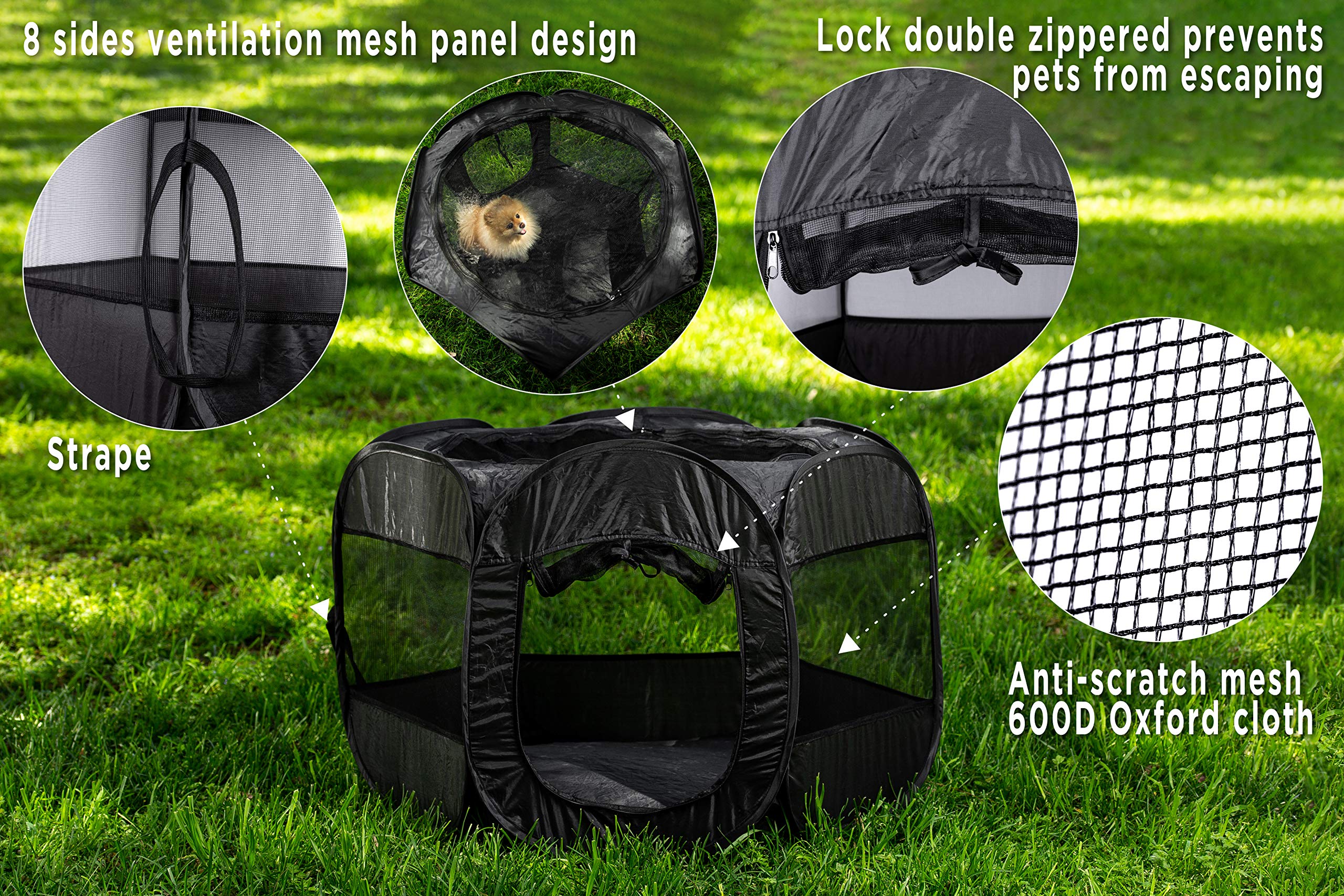 Zento Deals Portable pet playpen – Foldable Collapsible Lightweight Puppy Tent - Indoor or Outdoor Dog Tent, Animal Kennel, Pet Exercise – (23”Width x 24”Length x 23”Height)