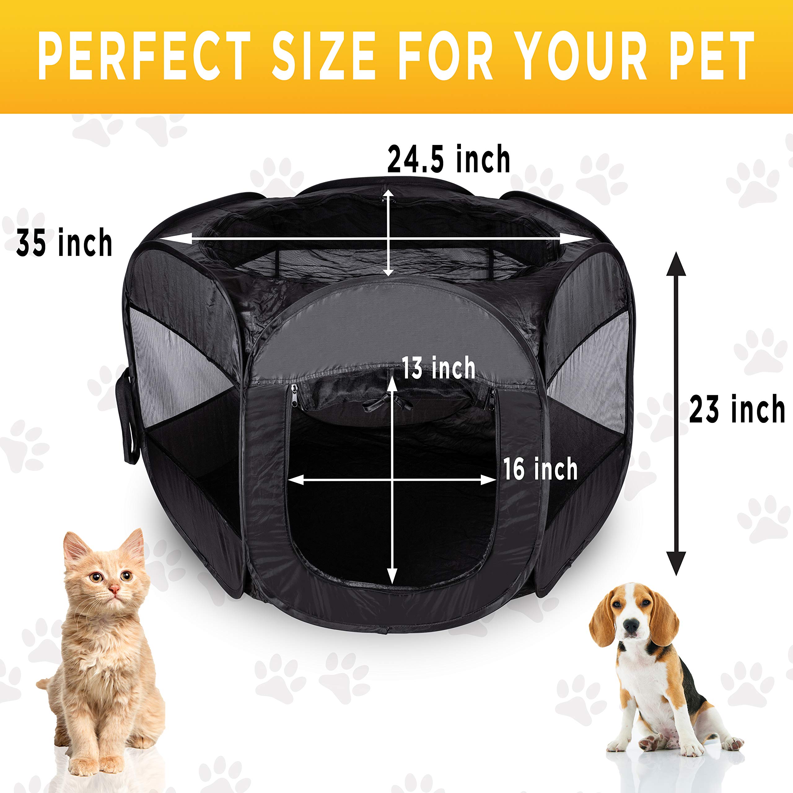 Zento Deals Portable pet playpen – Foldable Collapsible Lightweight Puppy Tent - Indoor or Outdoor Dog Tent, Animal Kennel, Pet Exercise – (23”Width x 24”Length x 23”Height)