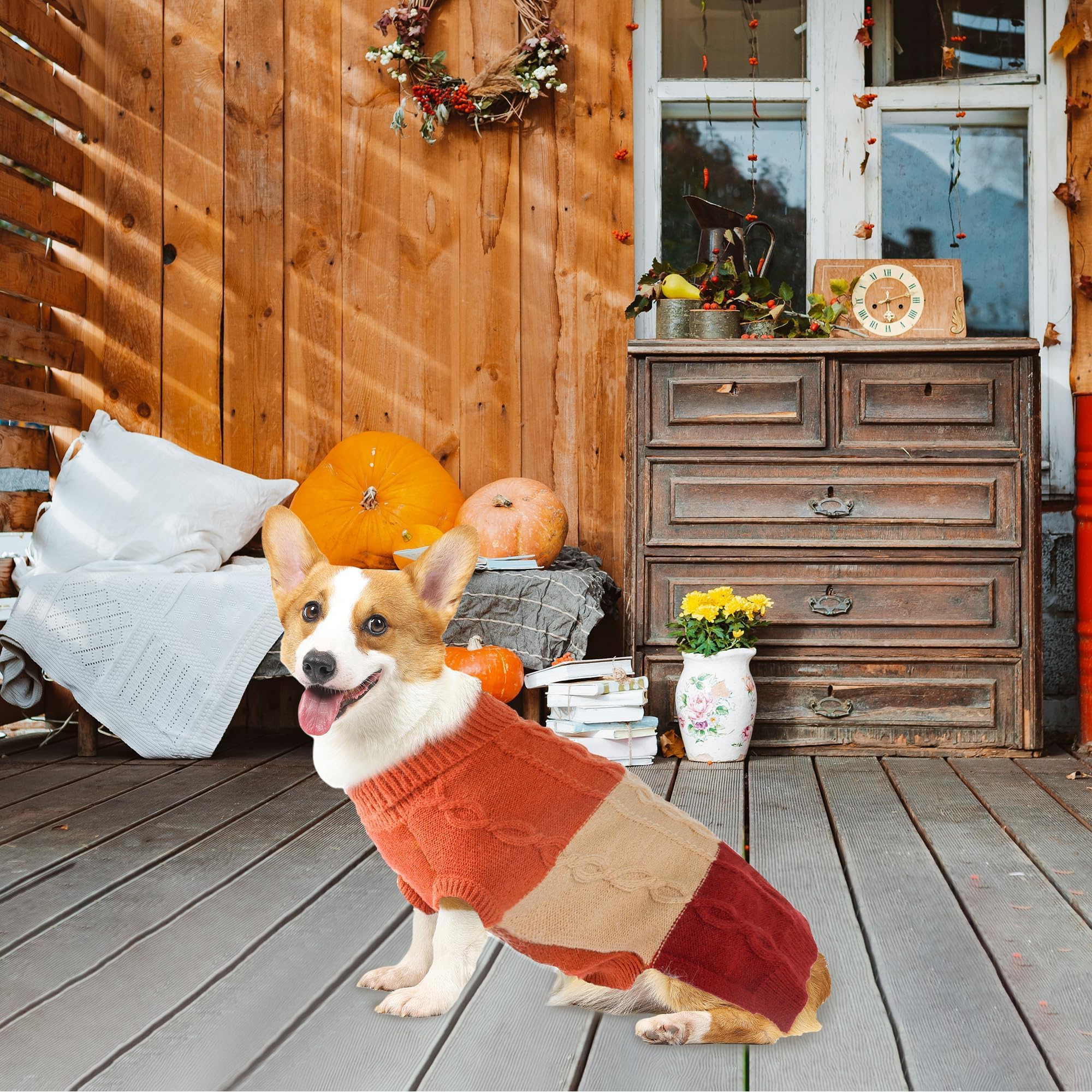 NACOCO Dog Sweater Color Block - Halloween Cat Knitted Clothes Pet Fashion Sweatshirt Soft Vest Thickening Winter Warm Knitwear Outfits Apparel for Small Medium Dog Puppy Kitten(Pink, L)