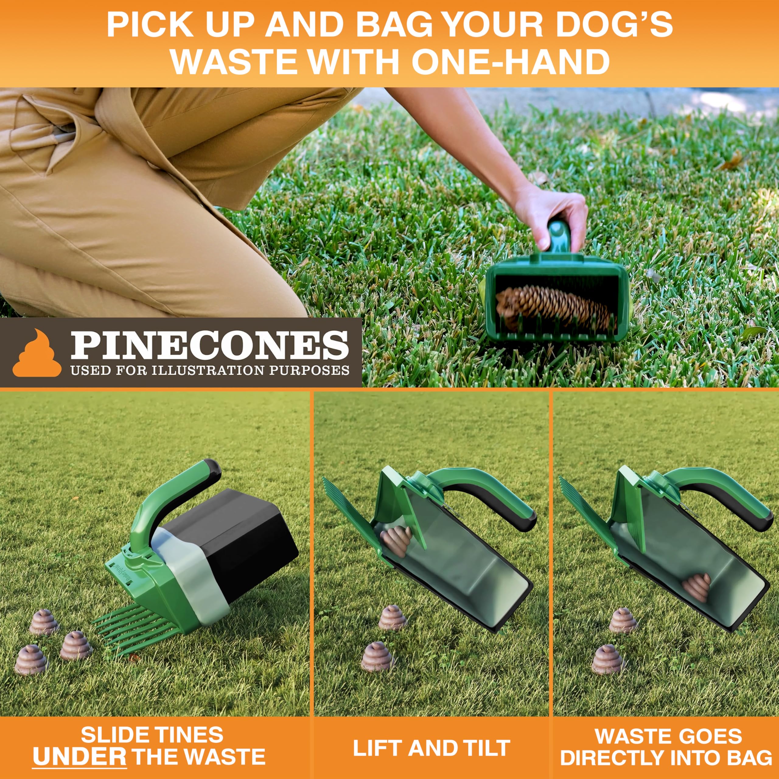 Neater Pet Brands Lift N' Bag Dog Pooper Scooper with Bag Attachment | 195 Bags | Dog Pooper Scooper for Yard & Walks | One-Hand Use | Heavy Duty Poop Scoop for Small to Large Dogs