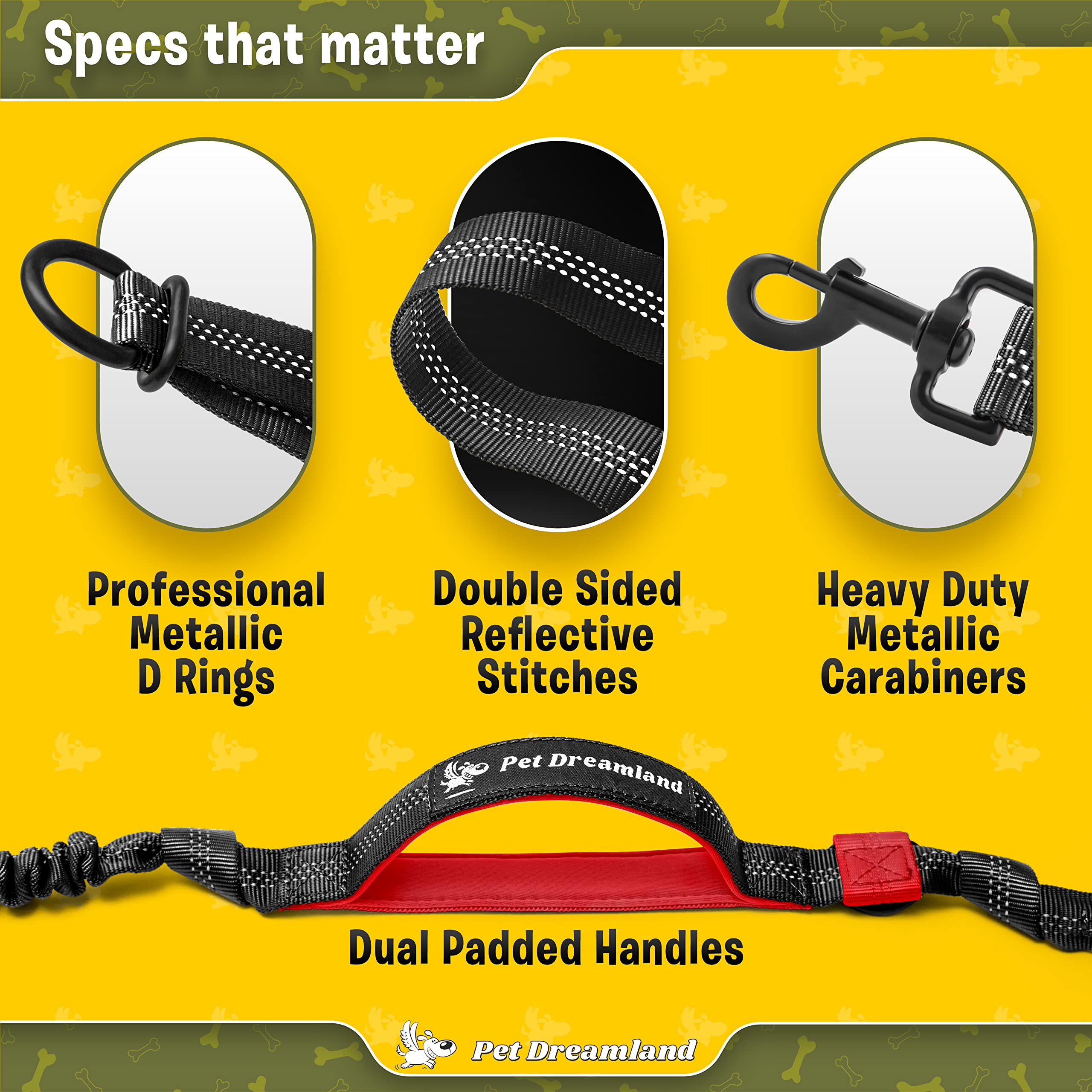 Pet Dreamland Exquisite Hands Free Dog Leash for Large Dogs. Ultimate Comfort & Freedom for Running, Walking, Hiking. Premium Quality, Durable & Versatile Waist Leash. Your Dog Will Love It.