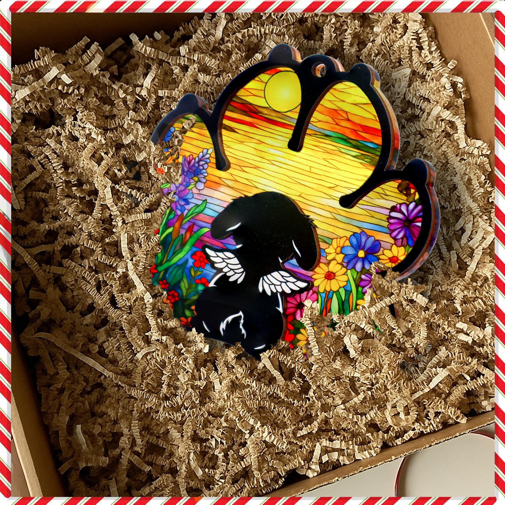 Dog Paw Memorial Ornament with Sympathy Card, Dog Memorial Suncatcher, Pet Remembrance Ornament, Sympathy Gifts for Loss of Dogs, Passing Away Gifts for Dogs Mom Women