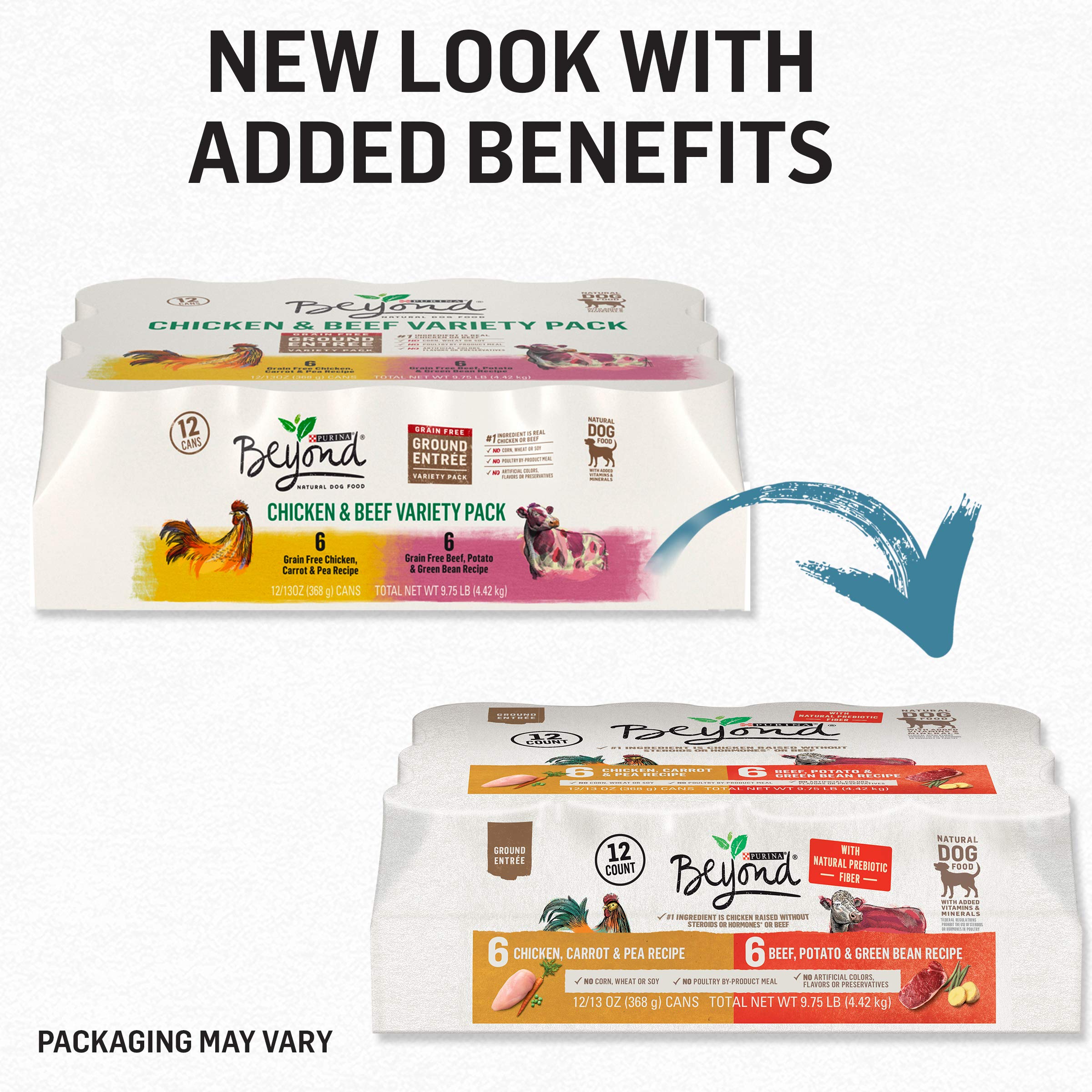Purina Beyond Chicken, Beef and Cod Ground Entree Grain Free Wet Dog Food Variety Pack - (Pack of 12) 13 oz. Cans
