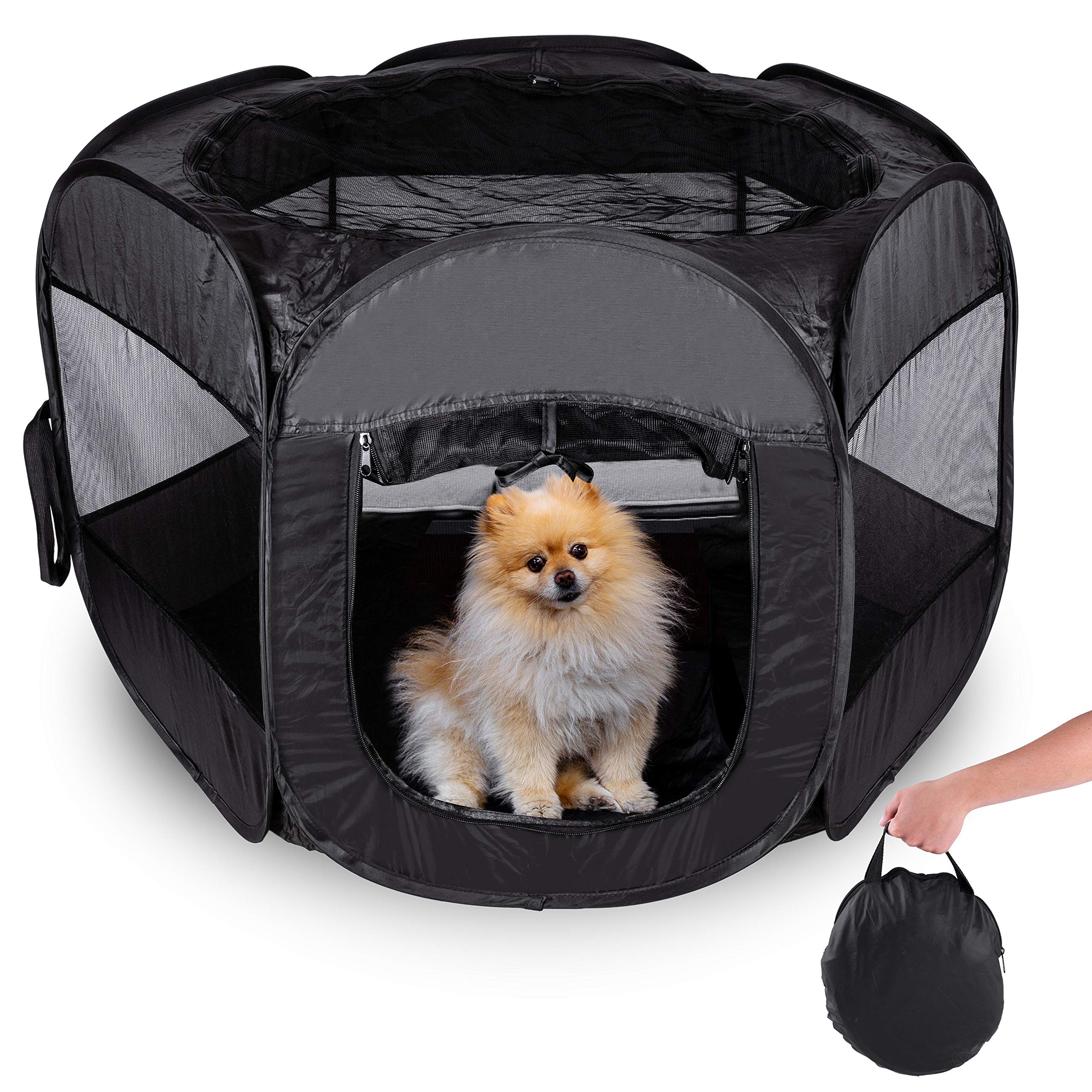 Zento Deals Portable pet playpen – Foldable Collapsible Lightweight Puppy Tent - Indoor or Outdoor Dog Tent, Animal Kennel, Pet Exercise – (23”Width x 24”Length x 23”Height)