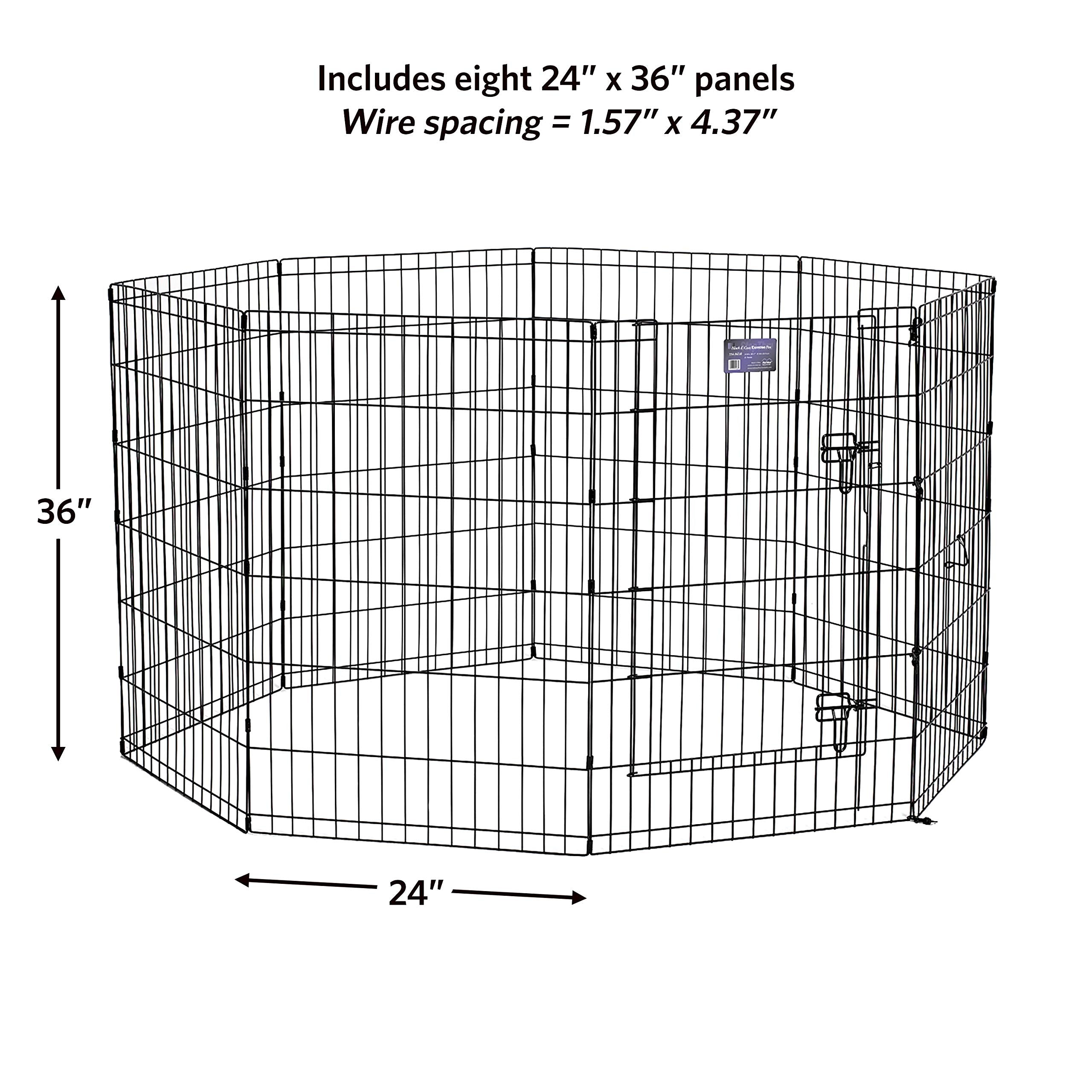 MidWest Homes for Pets Folding Metal Dog Exercise Pen, Indoor/Outdoor Playpen with Secure Door, Provides 16 Sq Feet of Play Space, 36-Inches Tall, Black E-Coated