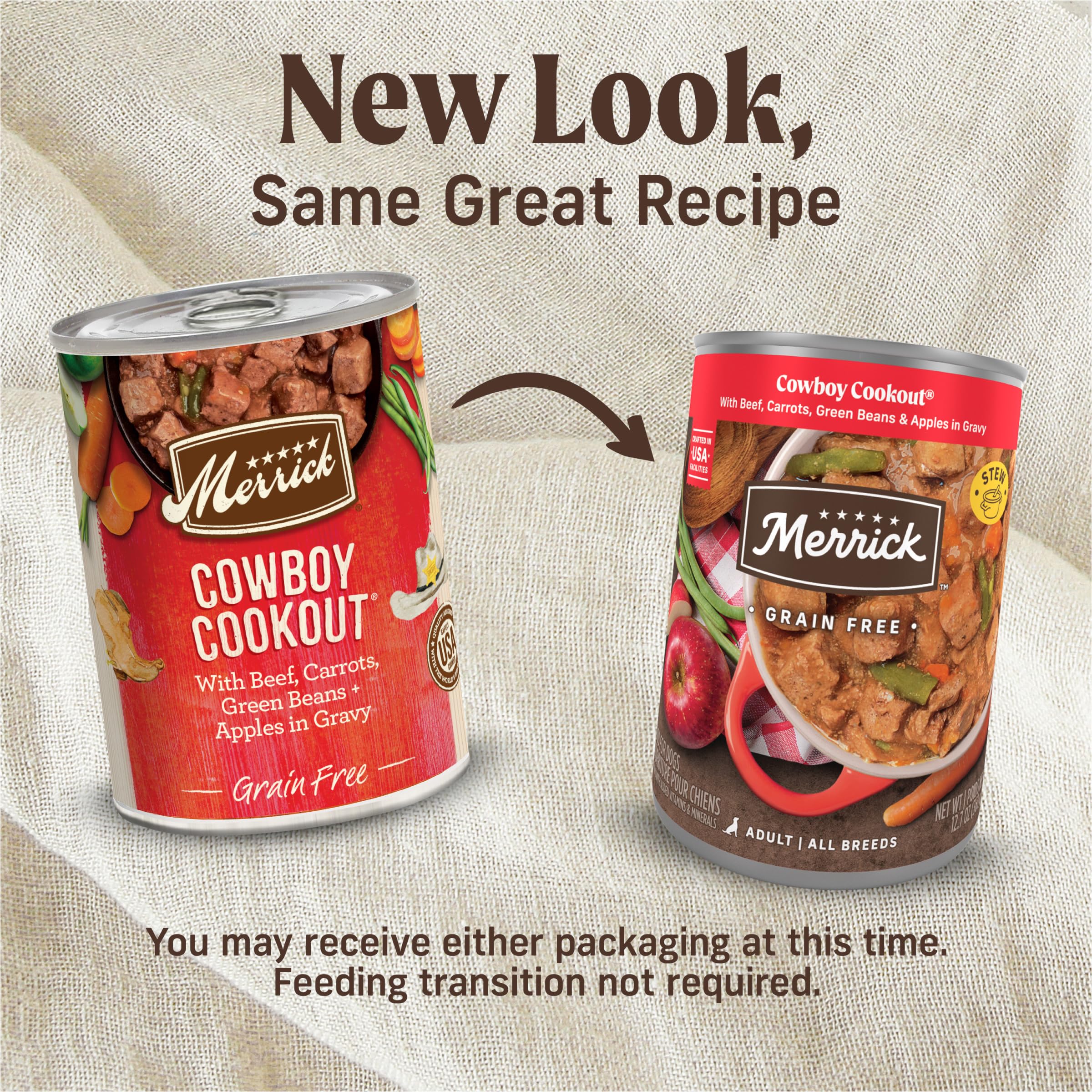 Merrick Grain Free Wet Dog Food, Cowboy Cookout Recipe With Real Deboned Beef, Canned Adult Dog Food, 12.7 oz. Can