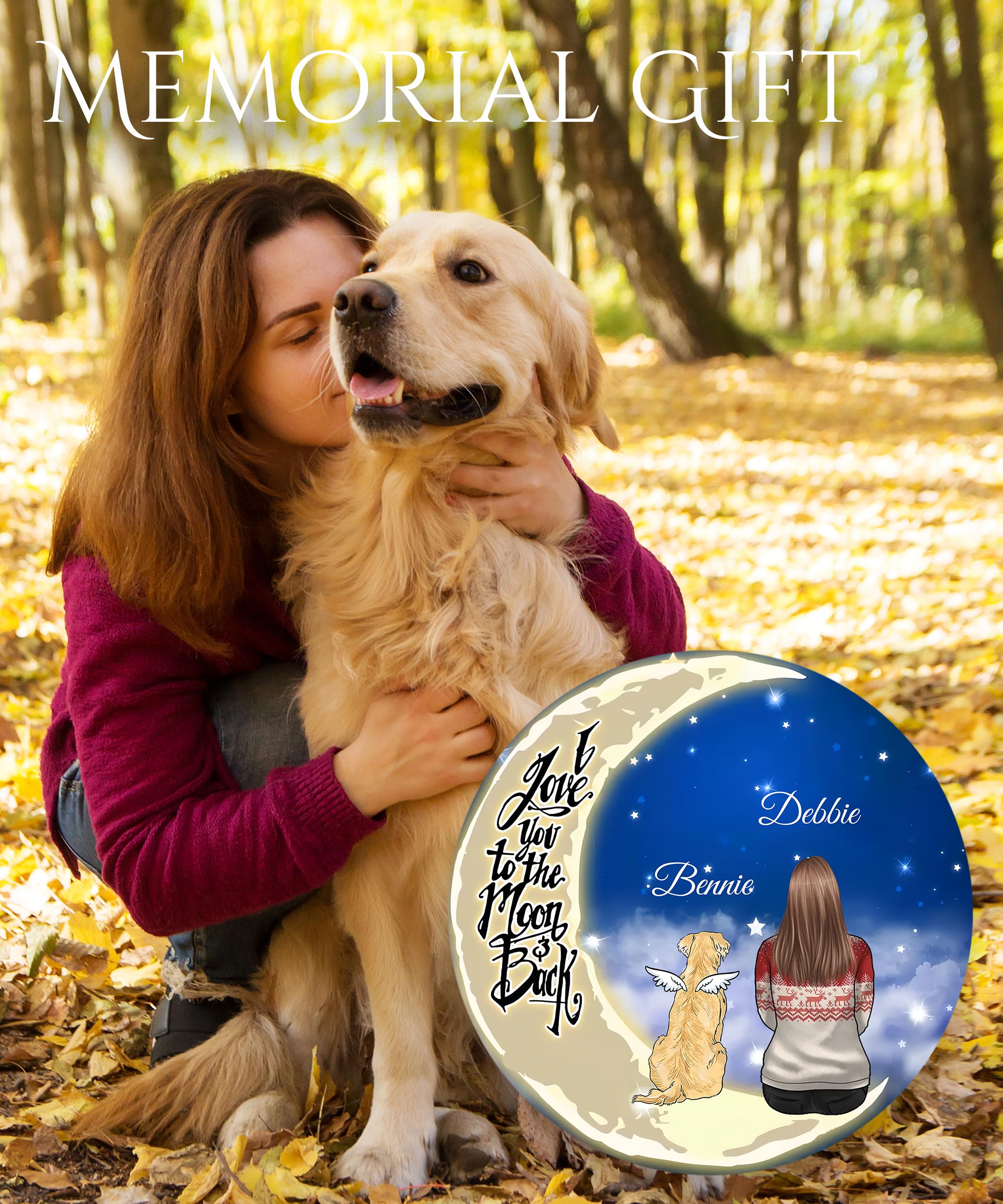 Personalized Dog Memorial Gifts for Loss of Dog, Custom Pet Memorial Ornament for Dogs, Loss of Dog Sympathy Gift, Dog Passing Away Gifts, Ceramic Ornament for Christmas Tree (Women)