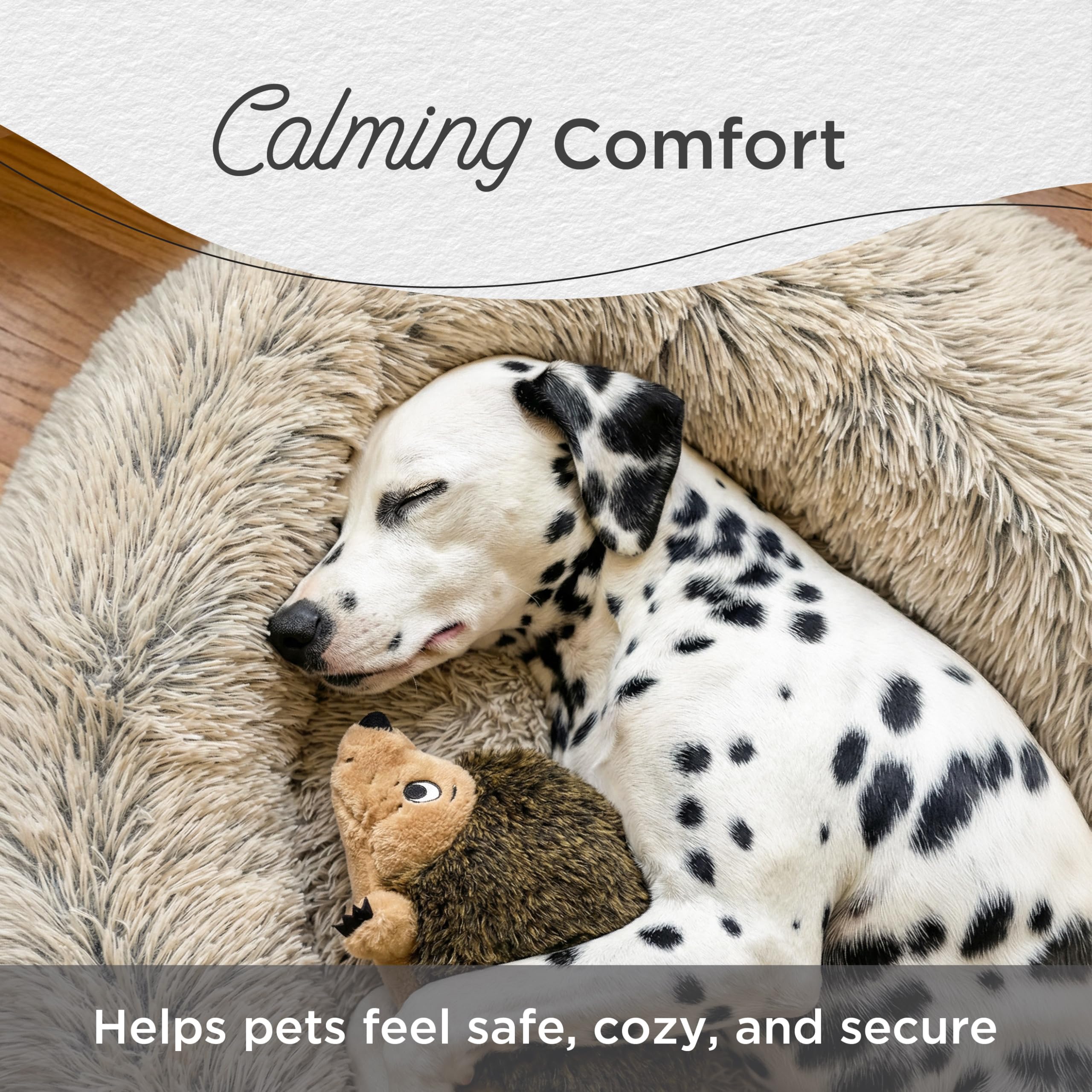 Best Friends by Sheri The Original Calming Donut Dog Bed for Small Dogs up to 25 lbs, Shag Faux Fur, Taupe, 23" x 23"