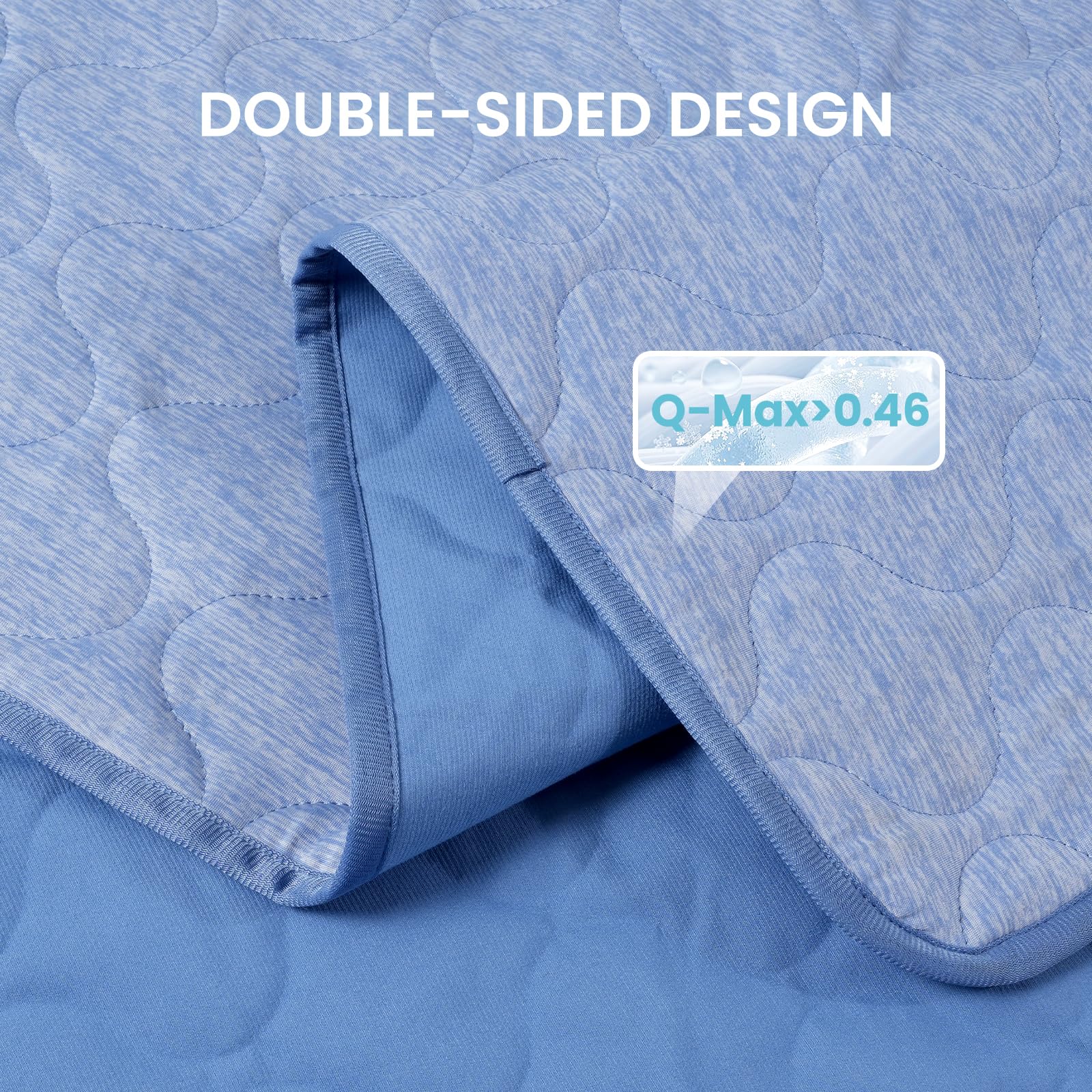 Cozy Bliss Deluxe Leakproof Cooling Blanket for Medium Dogs Q-Max 0.46, Soft & Durable Washable Pet Cooling Mat for Hot Weather, Livingroom, Pet Throw & Couch Protector for Cats, Haze Blue, 30"x40"